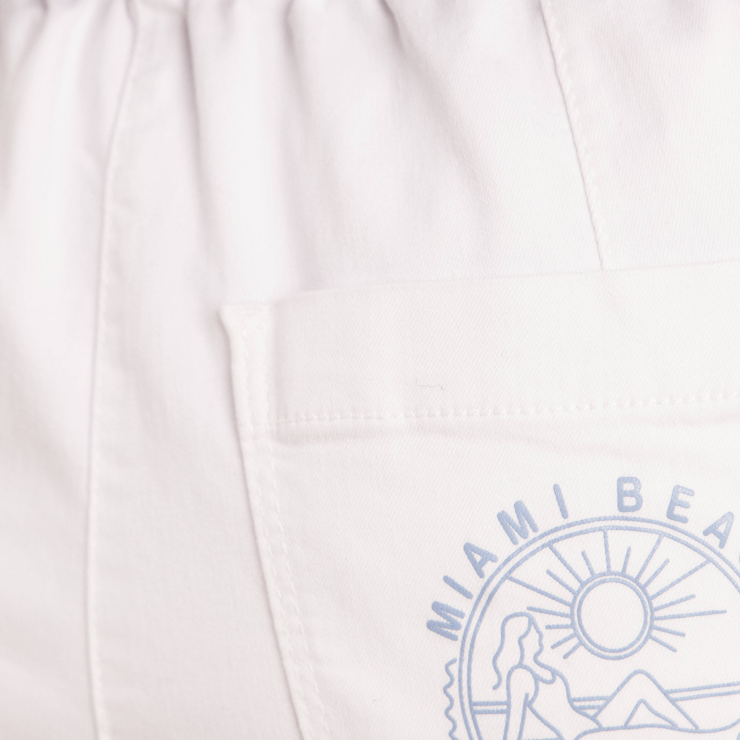 Short coupe mom taille &eacute;lastiqu&eacute;e blanc femme