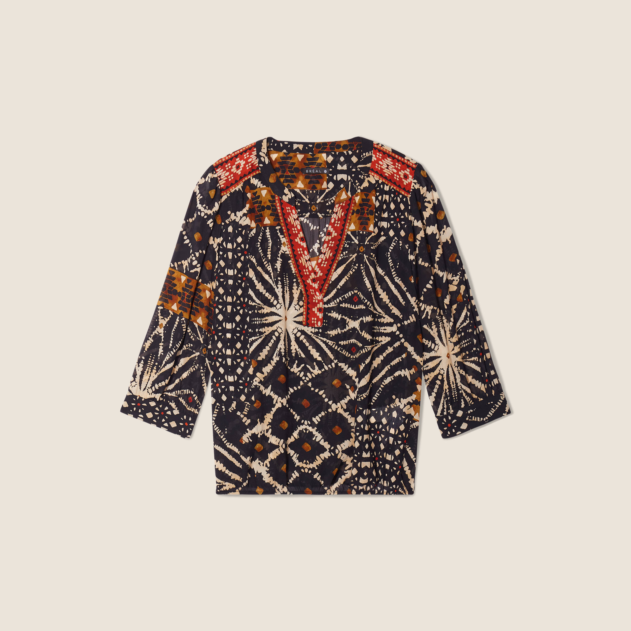 Blouse manches 3/4 noir femme