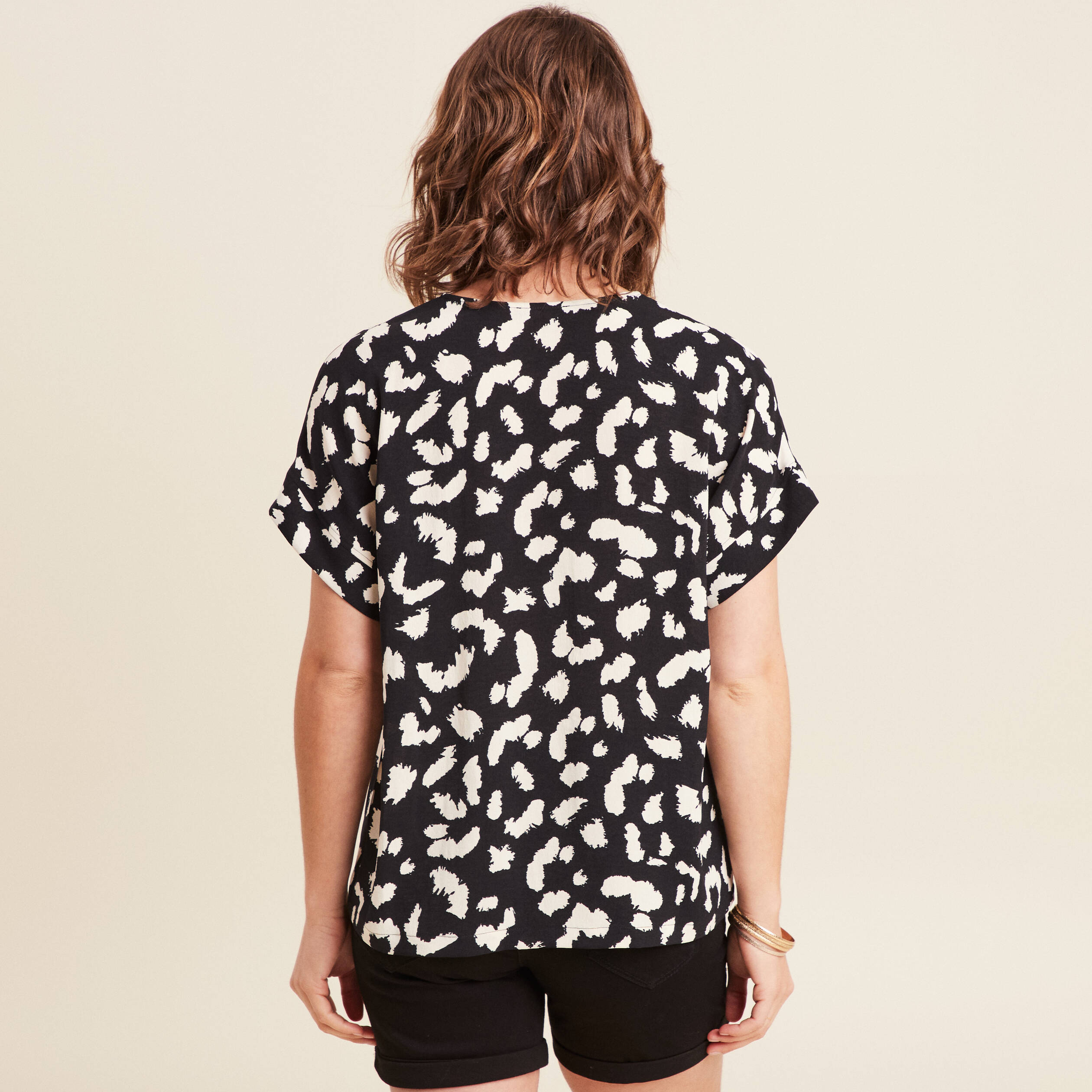 blouse fluide manches courtes noir femme Blouse fluide manches courtes noir femme