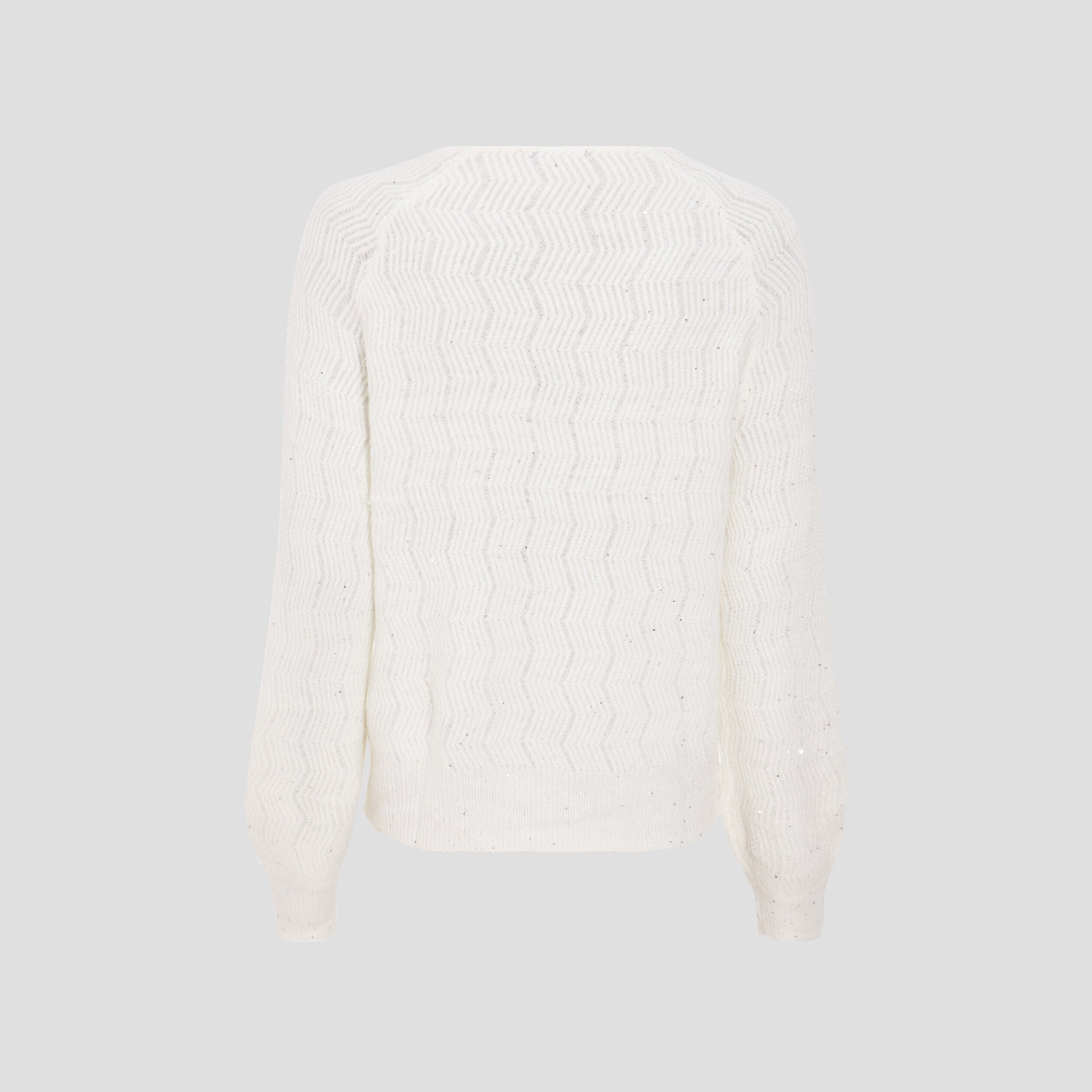 Pull manches longues à sequins ecru femme