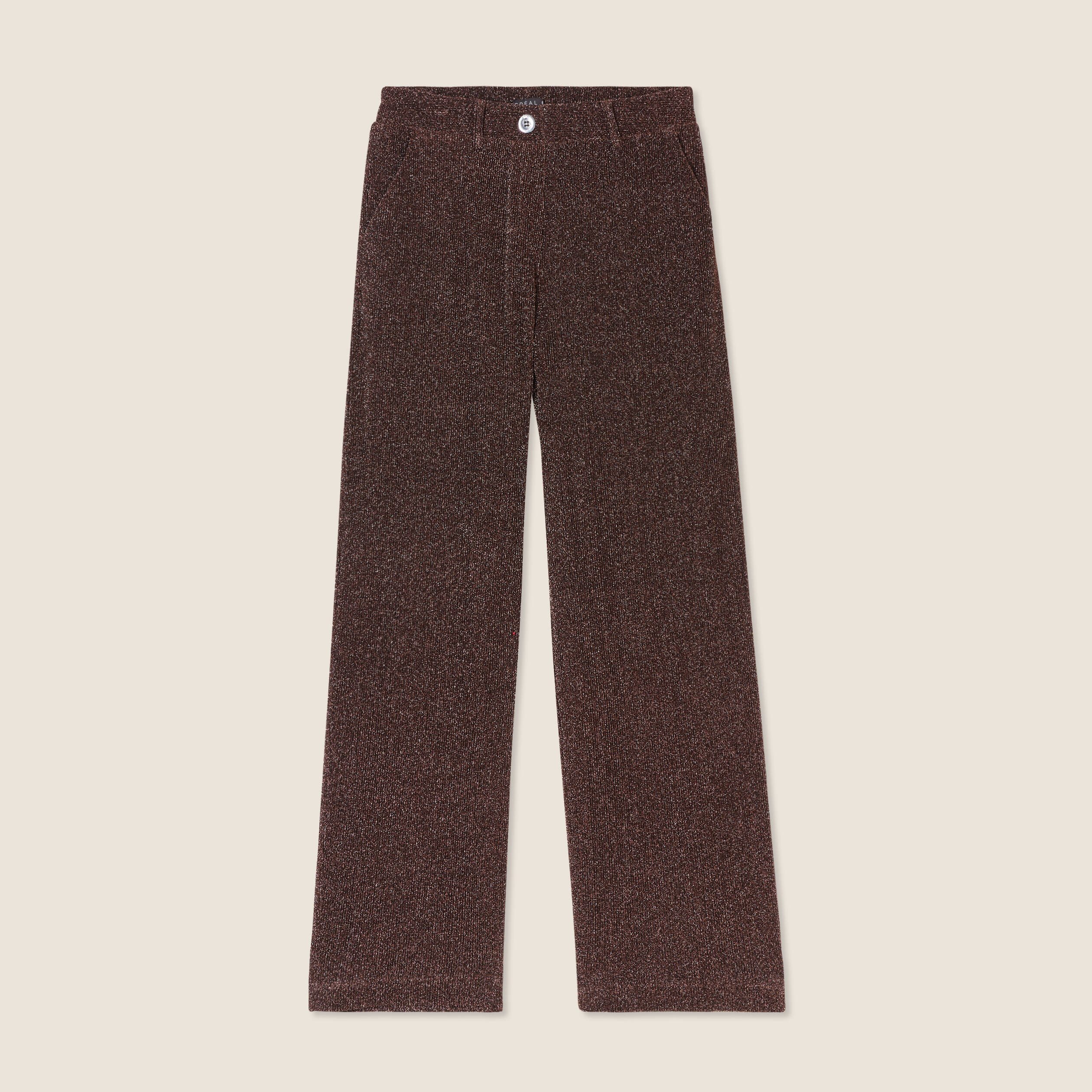 Pantalon flou effet tricoté couleur cuivre femme