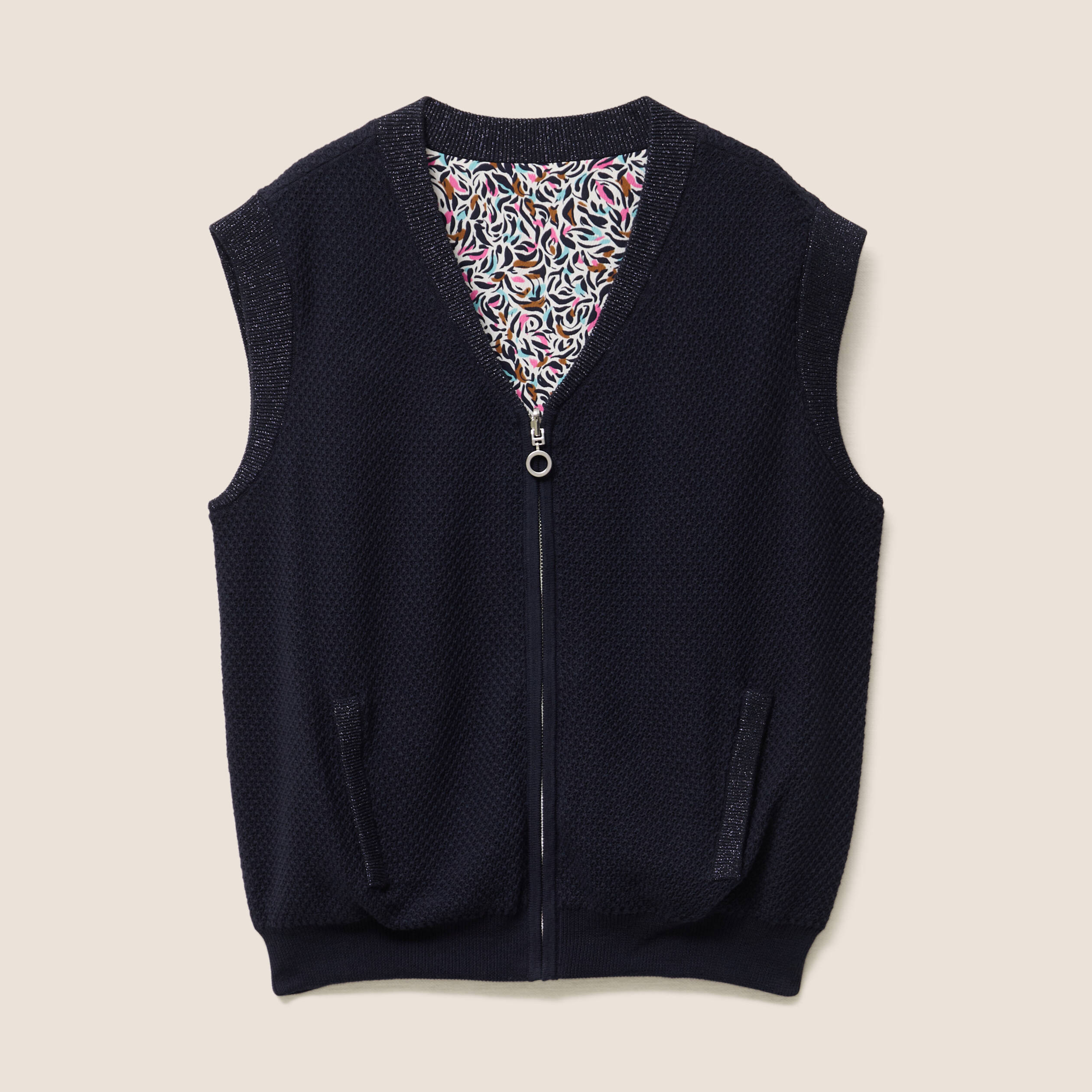 gilet reversible sans manches en coton multicolore femme gilet réversible sans manches en coton multicolore femme