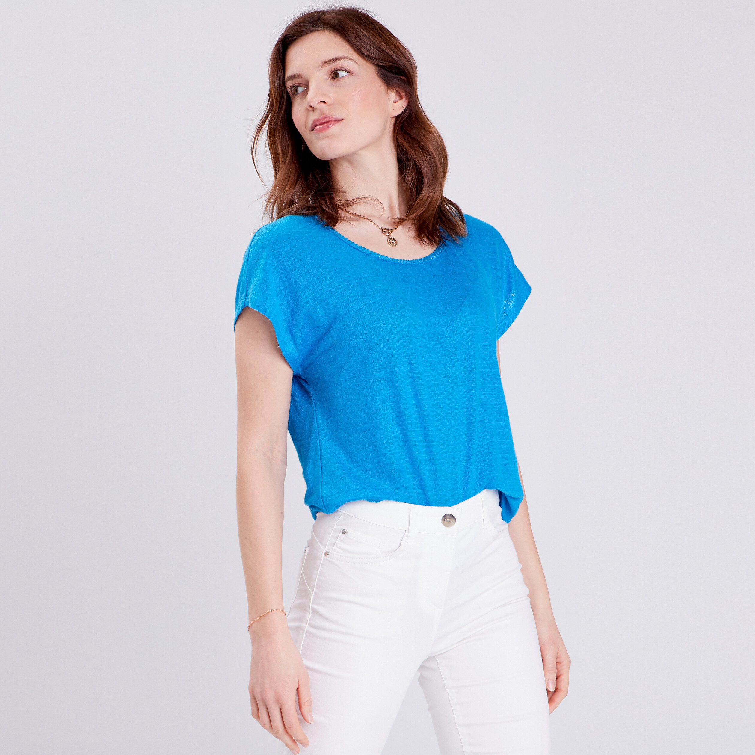 T-shirt manches courtes bleu femme