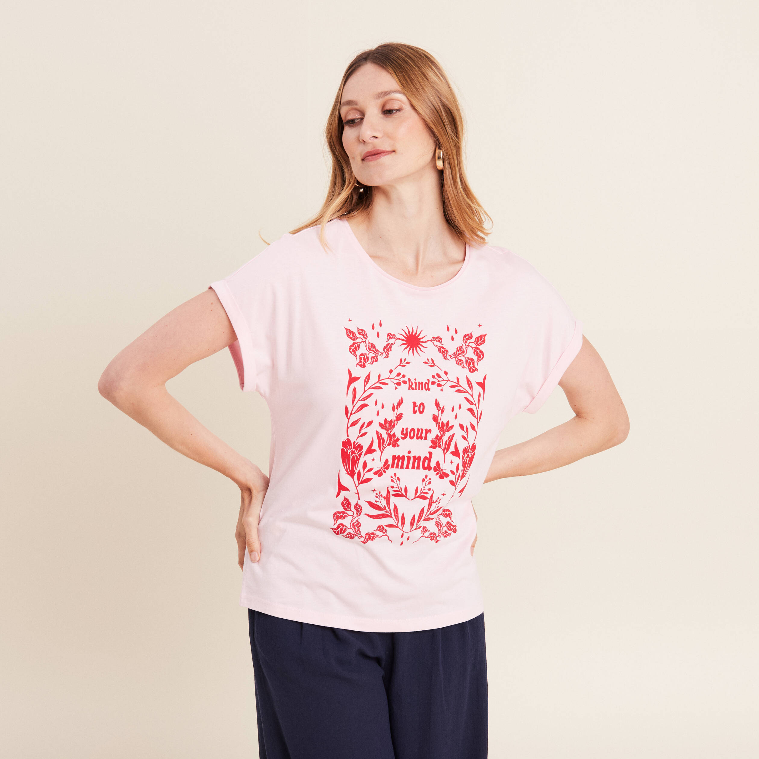 T-shirt manches courtes rose femme