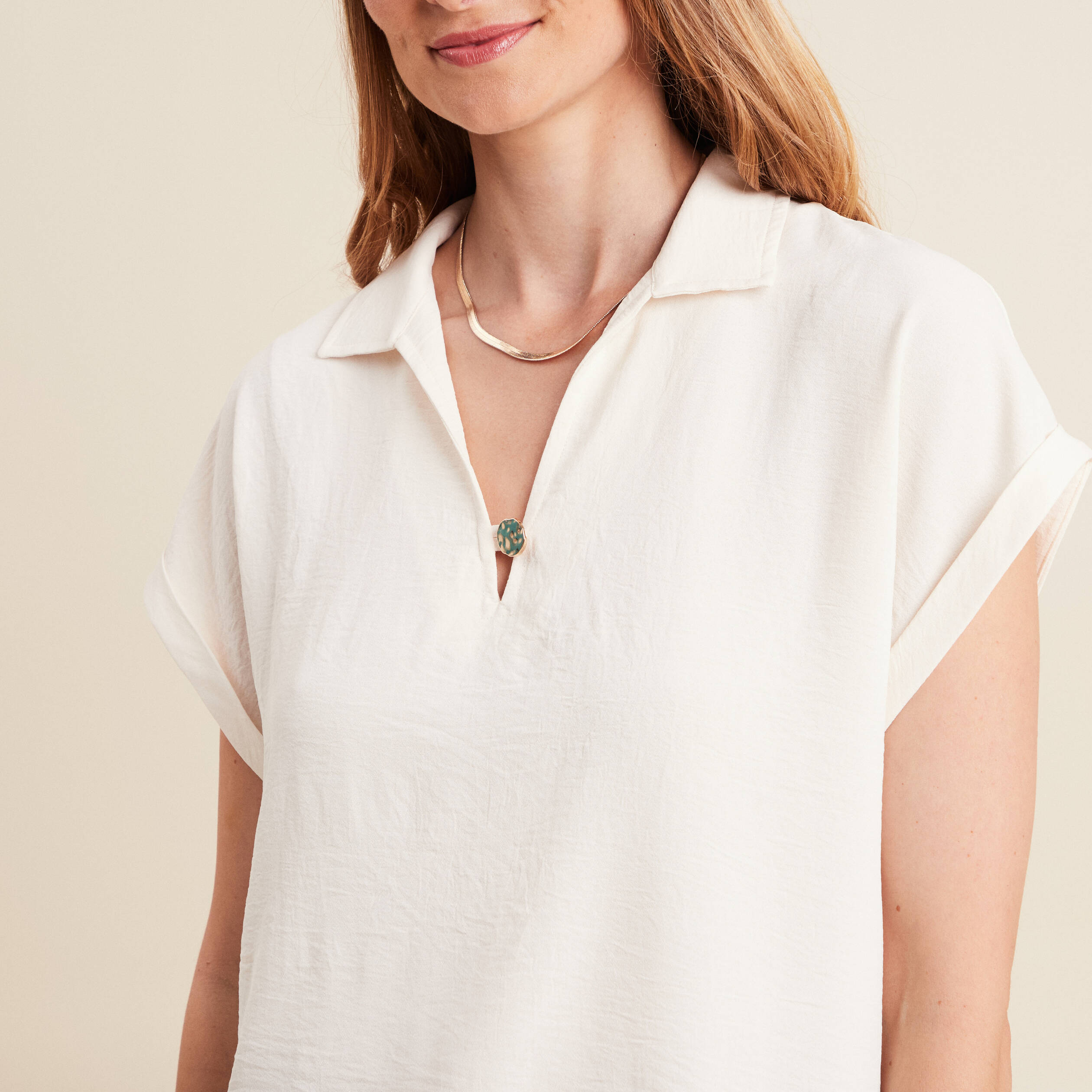 blouse manches courtes ecru femme Blouse manches courtes ecru femme