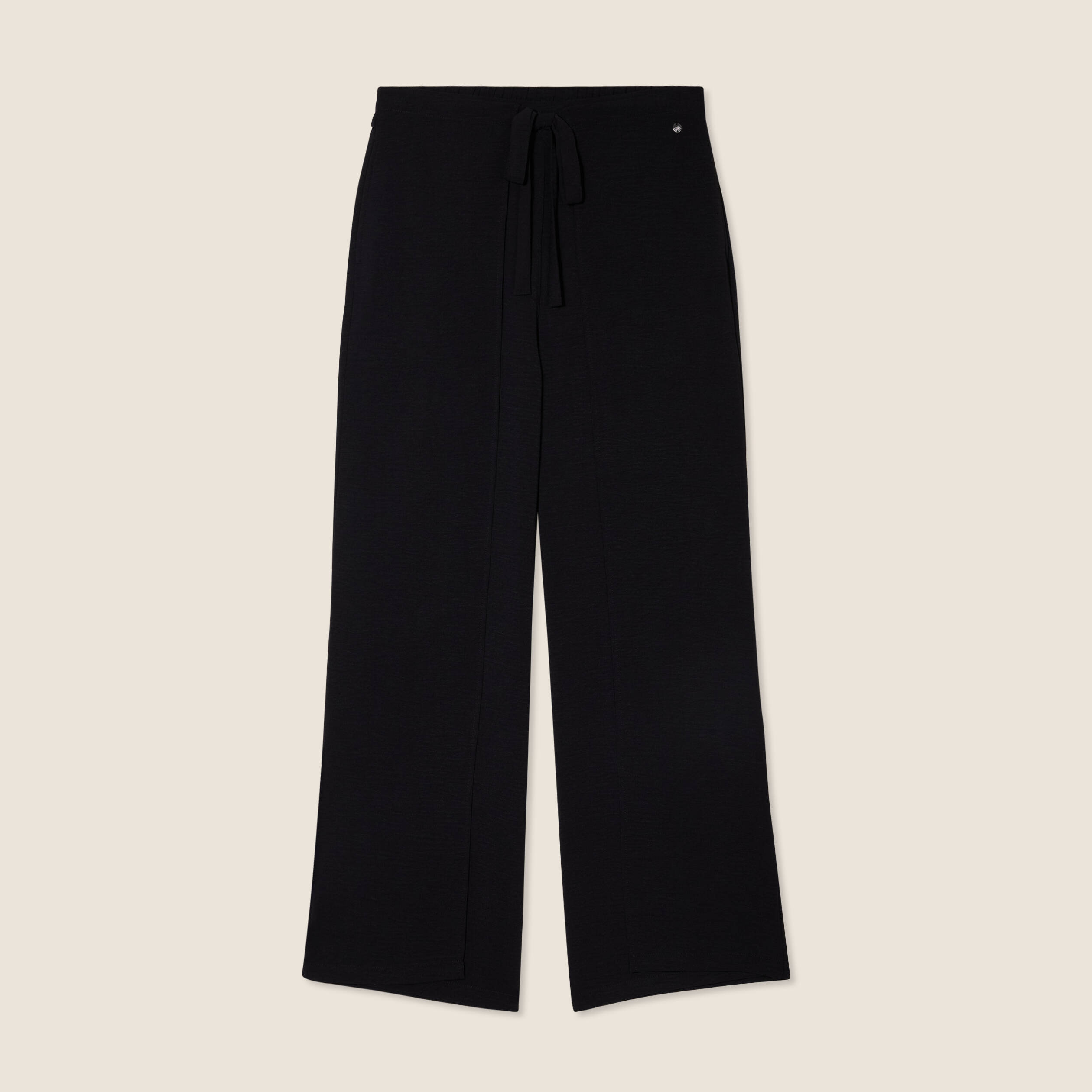 Pantalon coupe large portefeuille noir femme