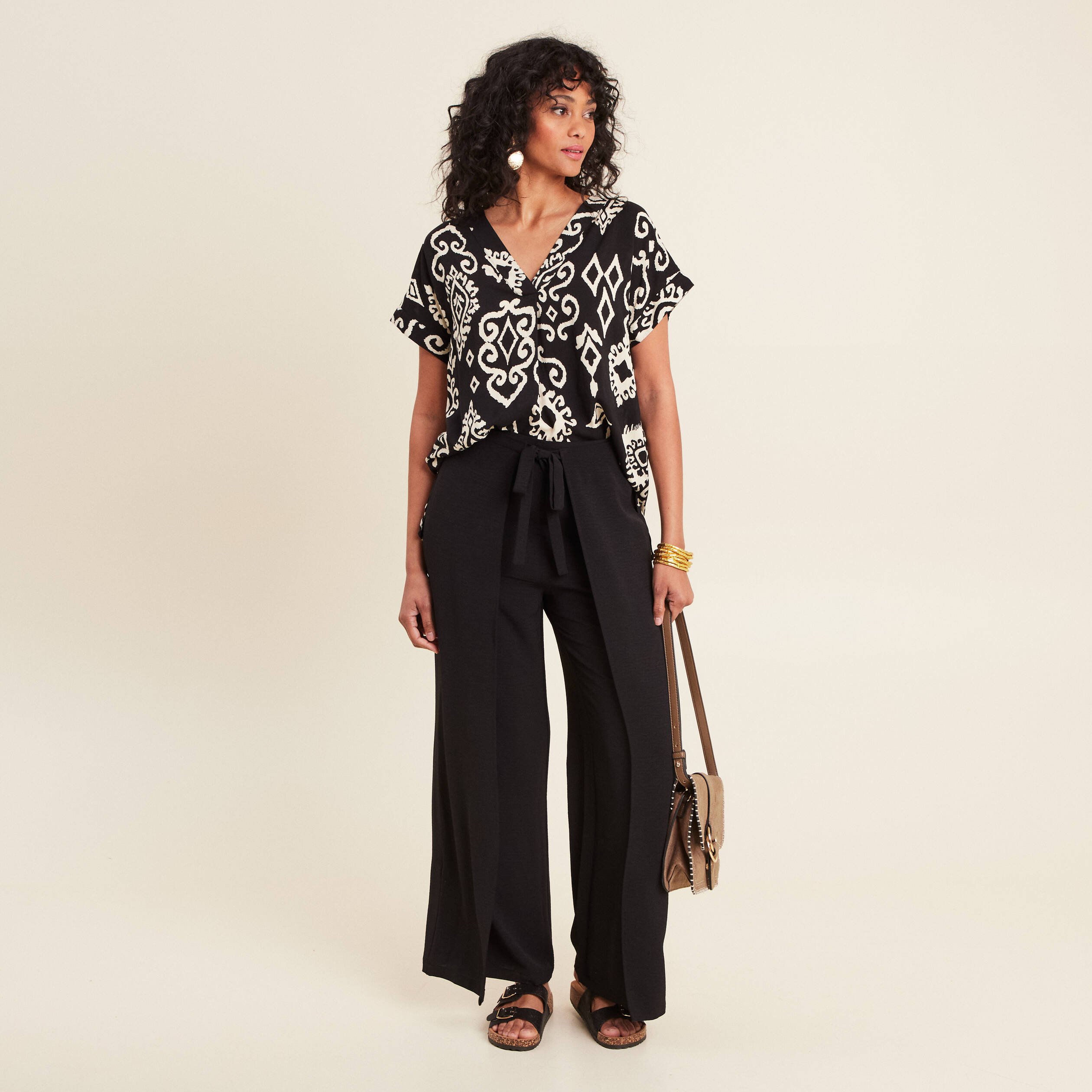 Blouse manches courtes noir femme
