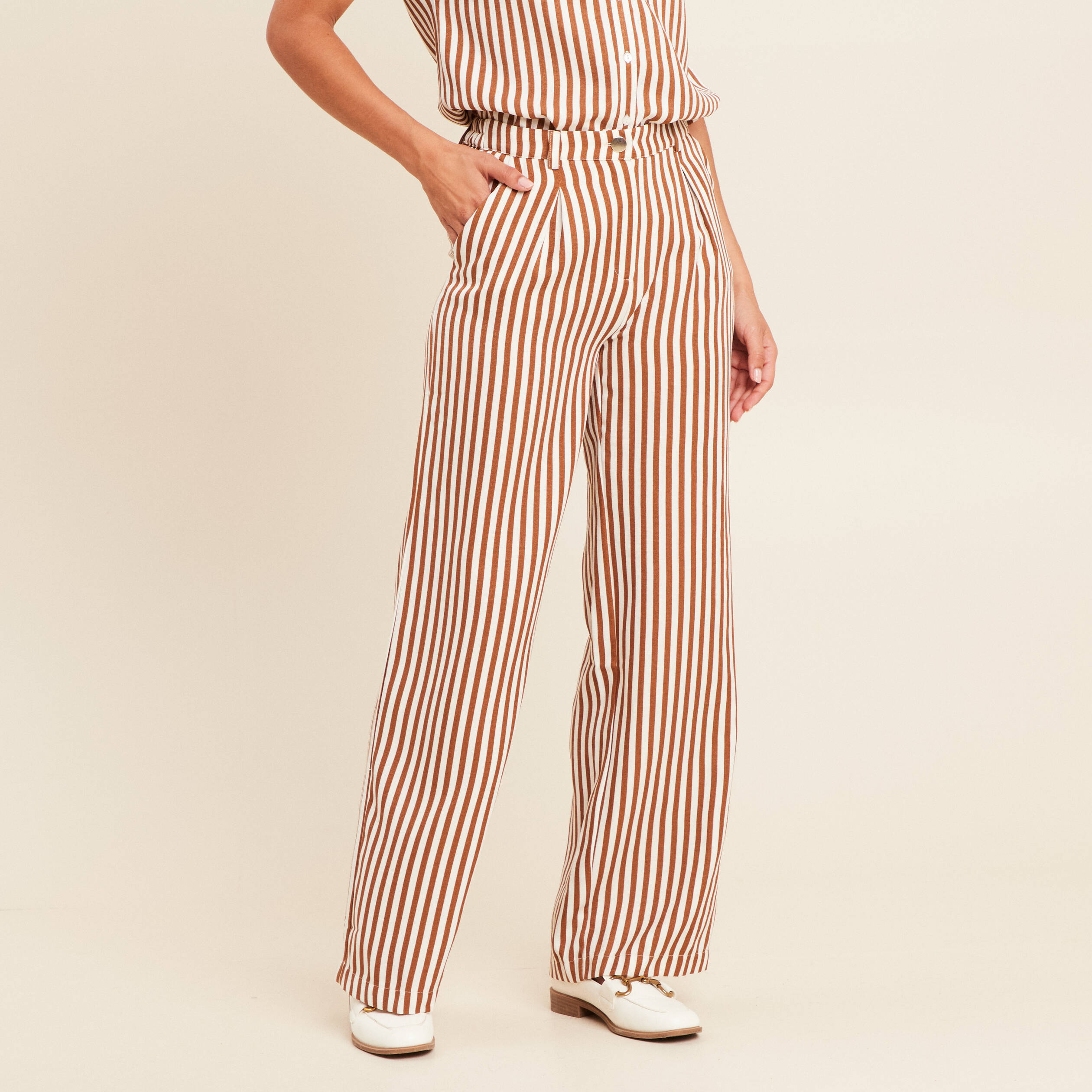 pantalon large taille haute blanc femme Pantalon large taille haute blanc femme