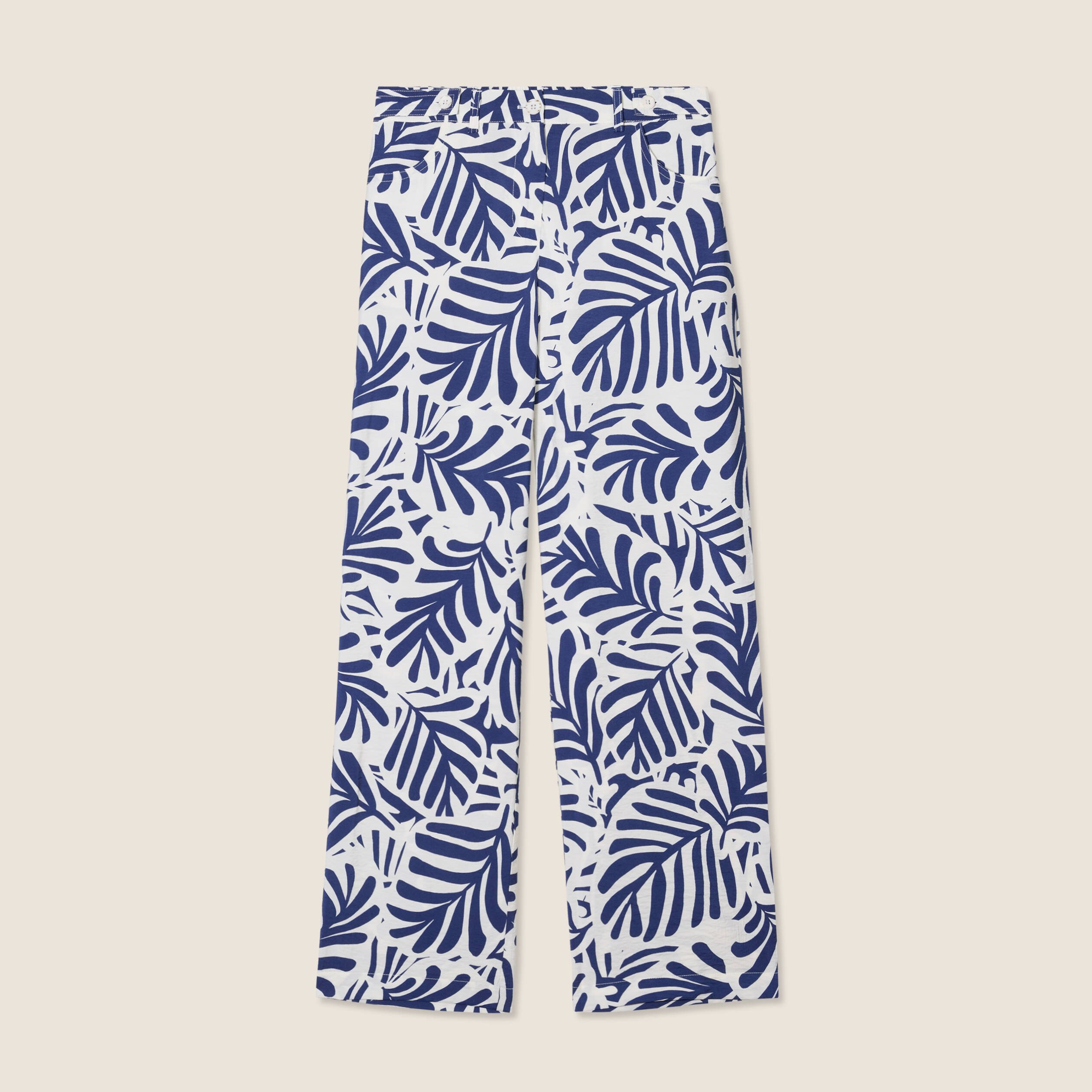 Pantalon flou taille haute blanc femme
