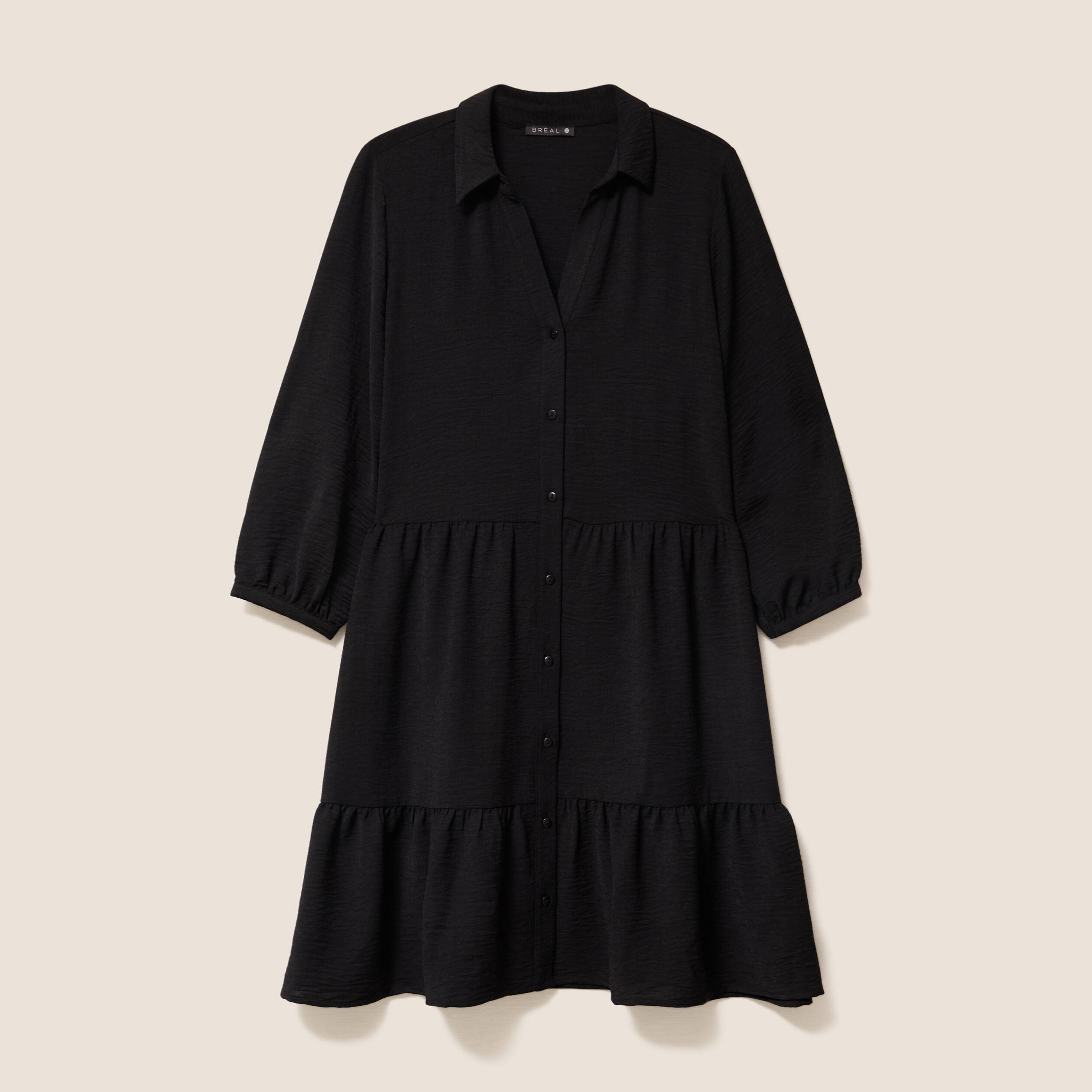 robe courte evasee col chemise noir femme Robe courte évasée col chemise noir femme