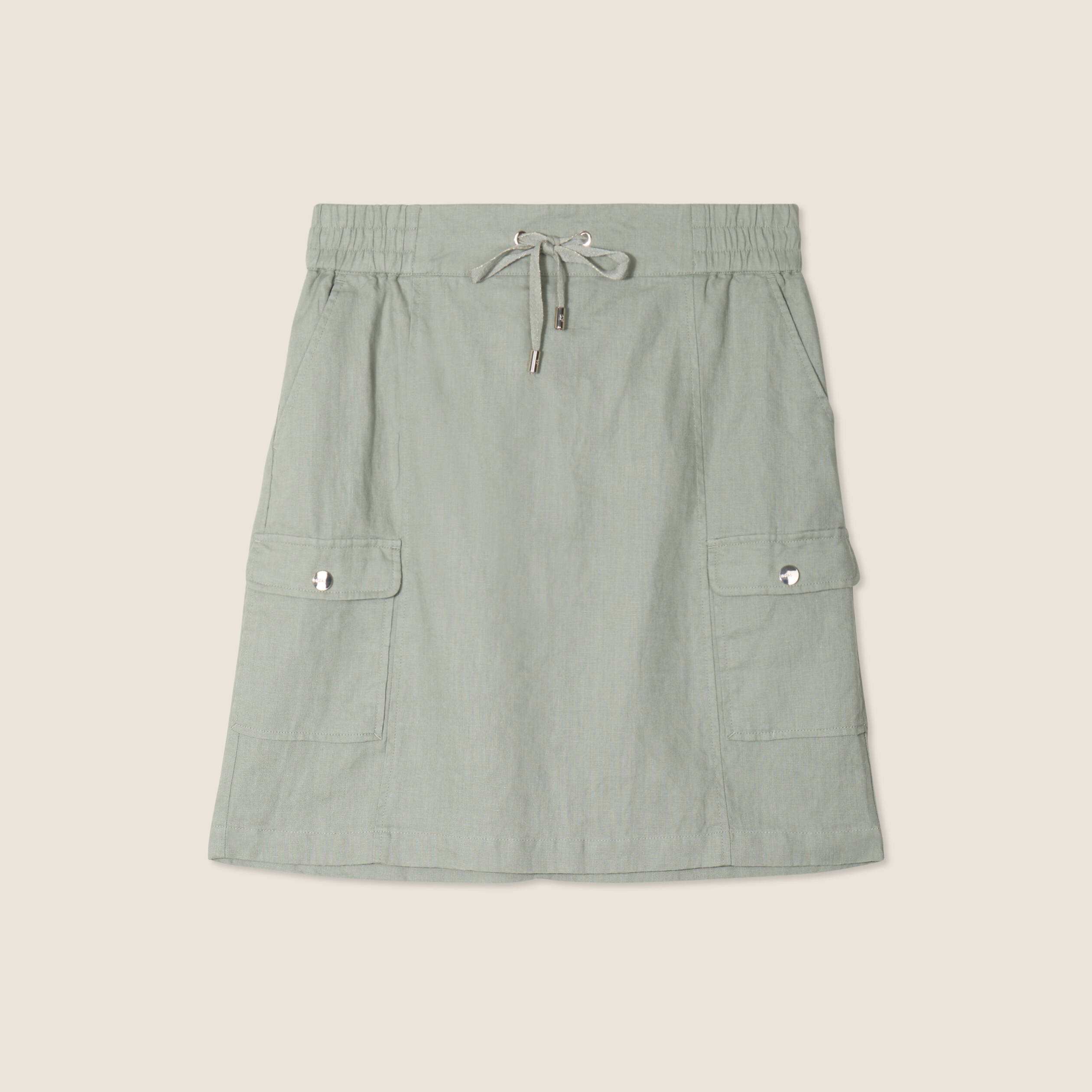 Jupe droite poches côtés vert clair femme