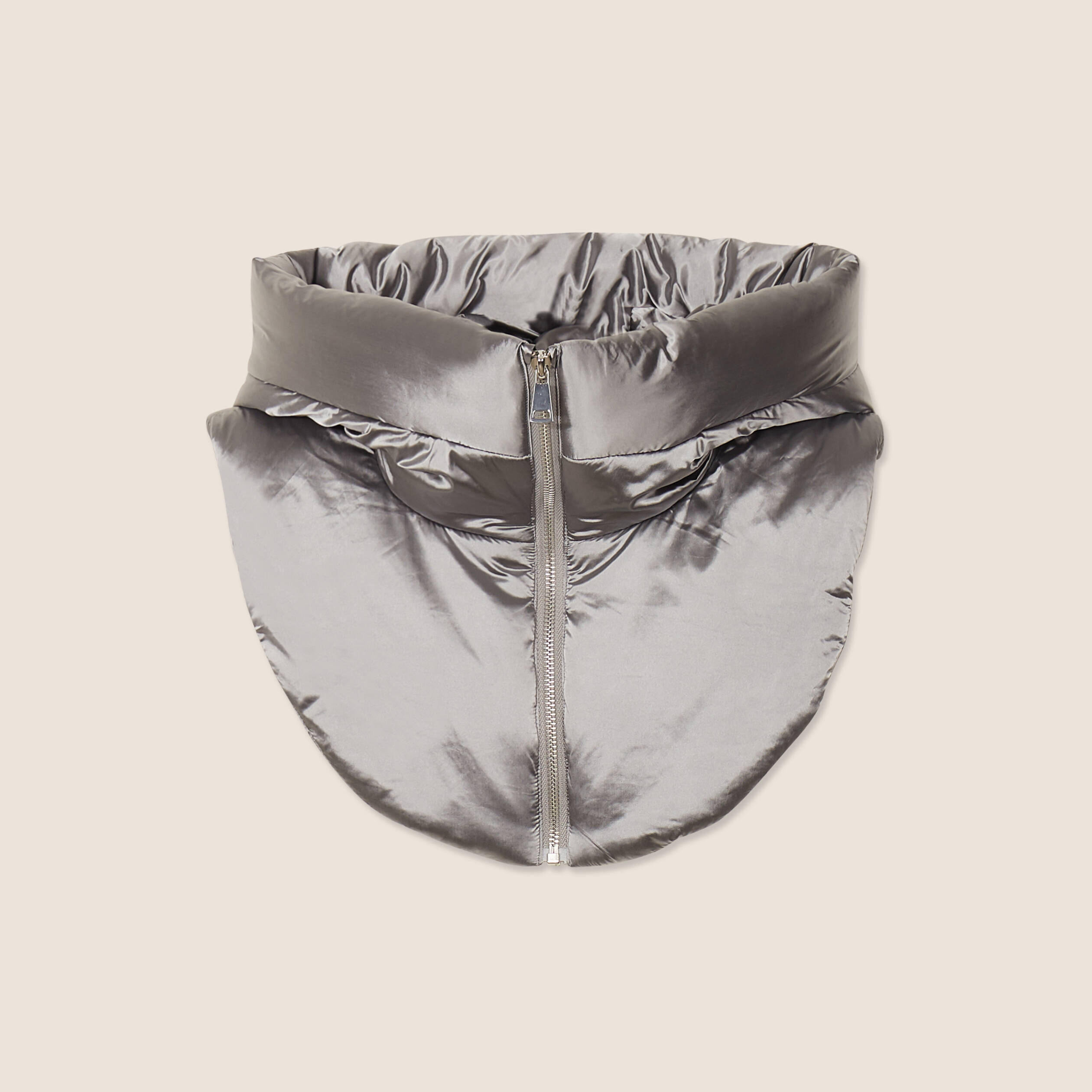 Col doudoune à capuche gris argent femme