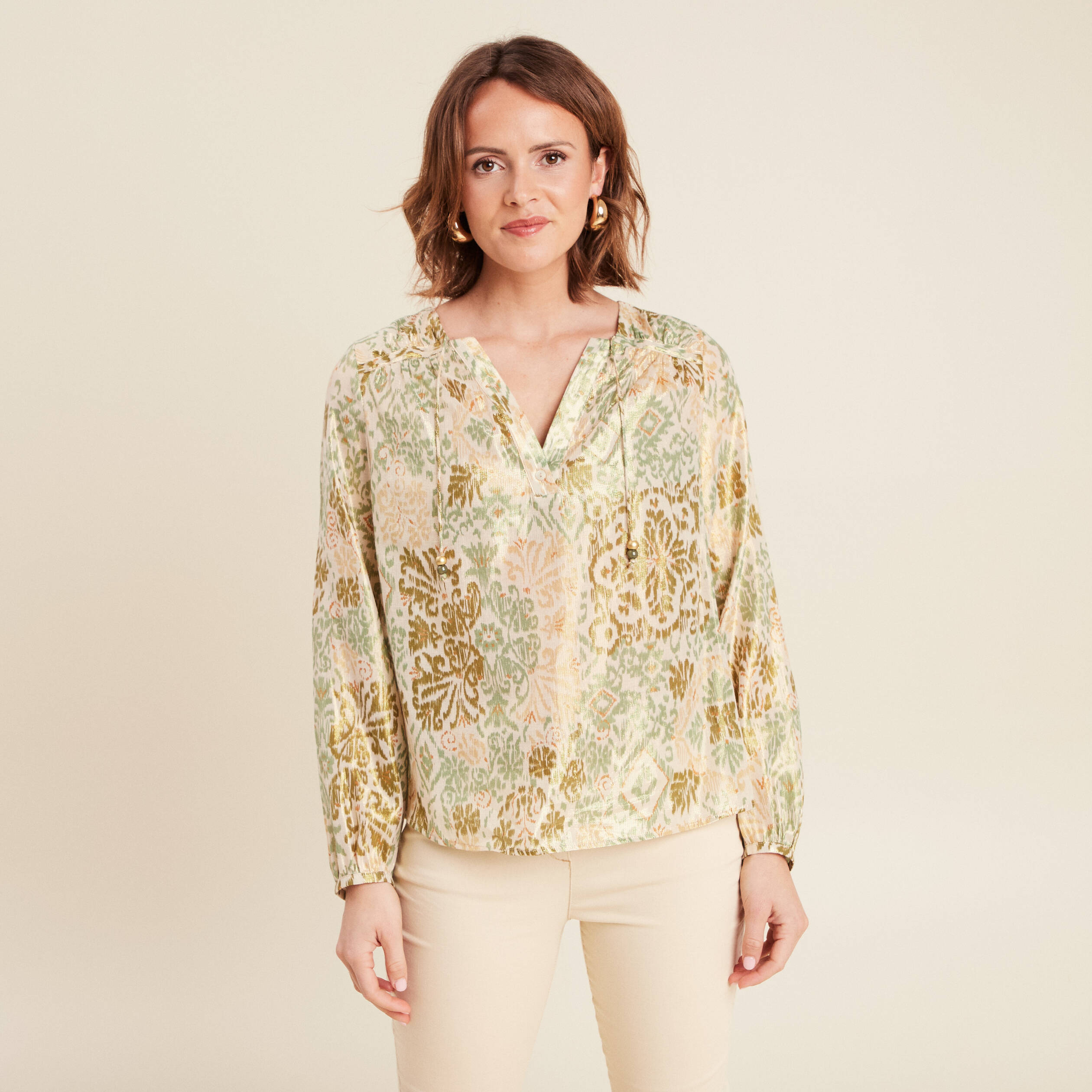 Blouse manches longues vert clair femme