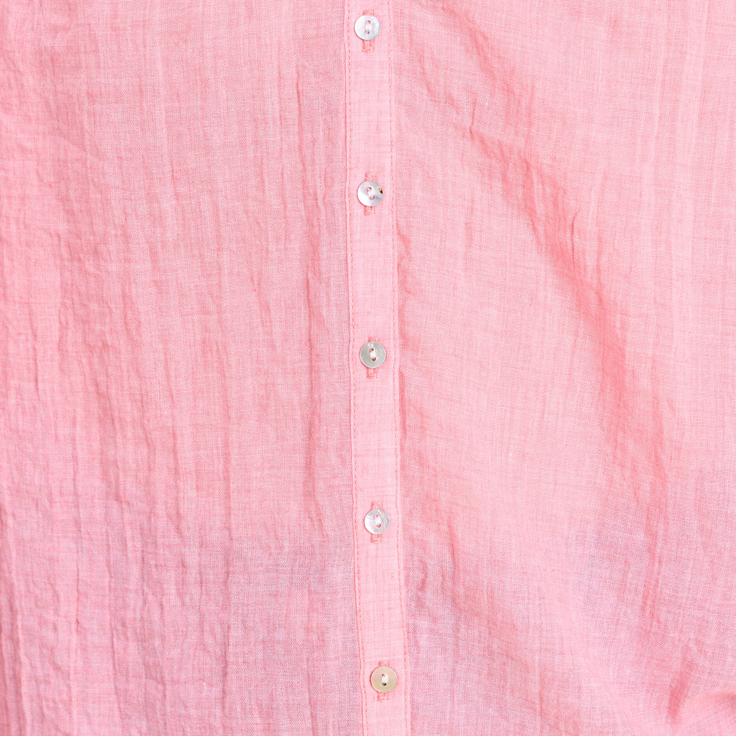 Chemise ample col v manches longues rose femme