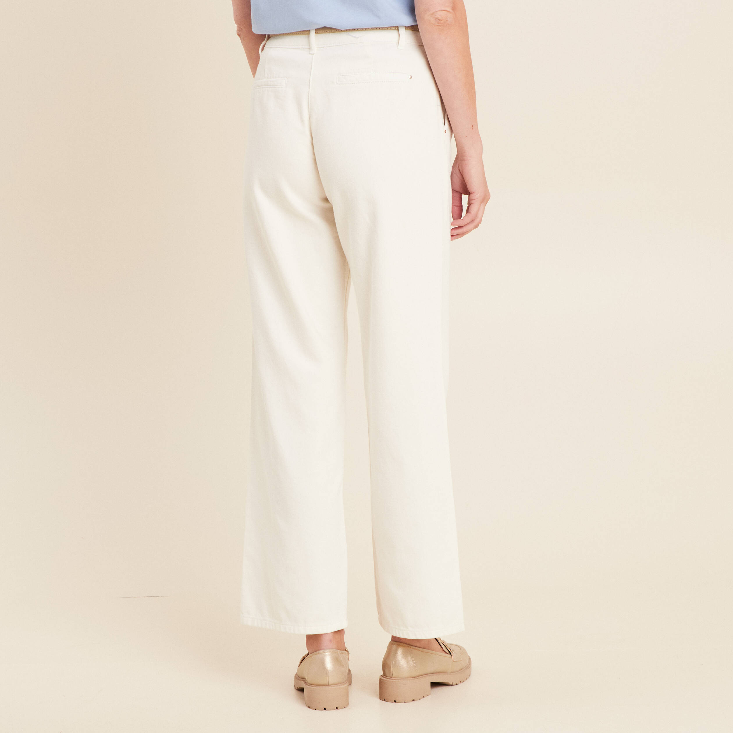 pantalon droit taille basculee ecru femme Pantalon droit taille basculée ecru femme