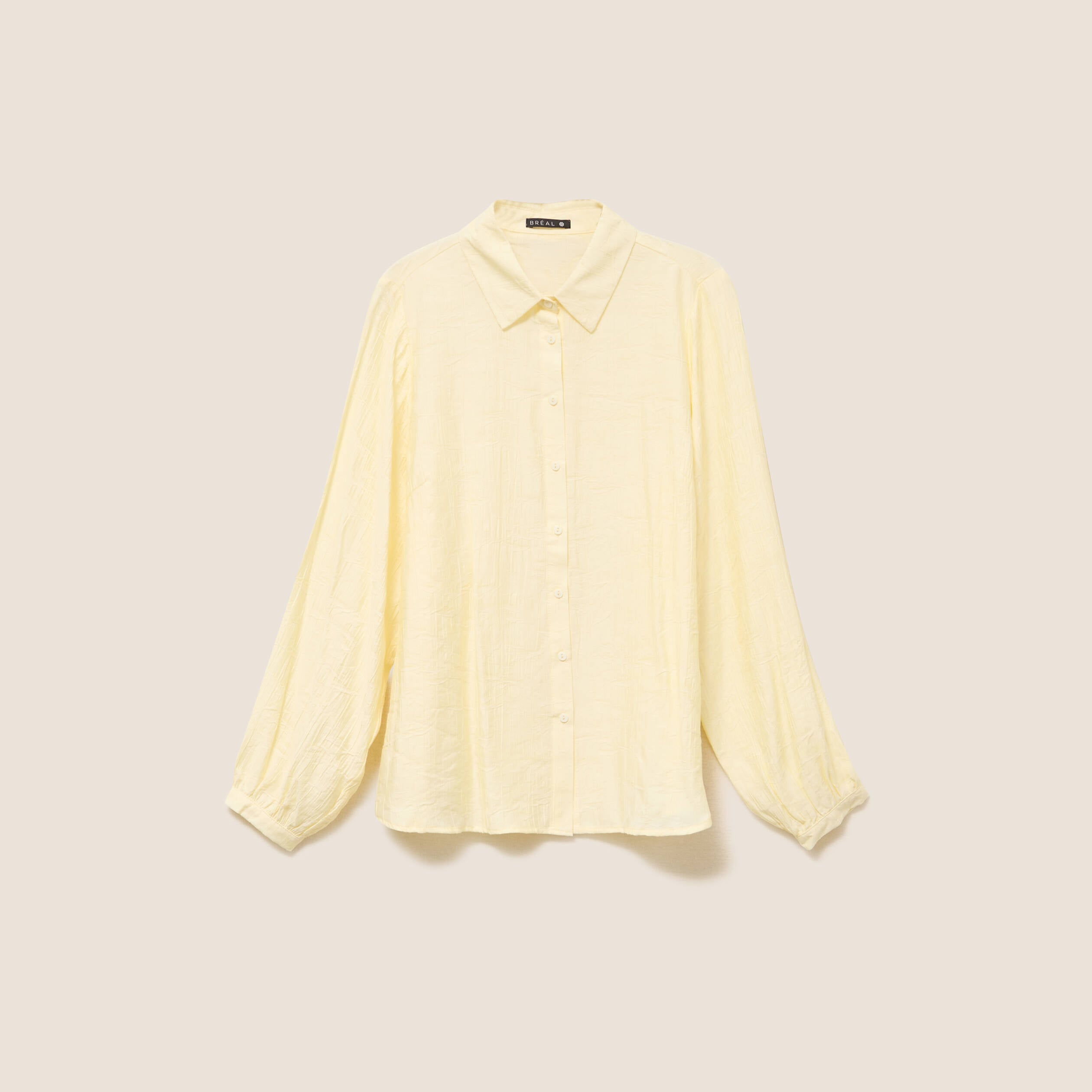 Chemise fluide manches longues jaune pastel femme