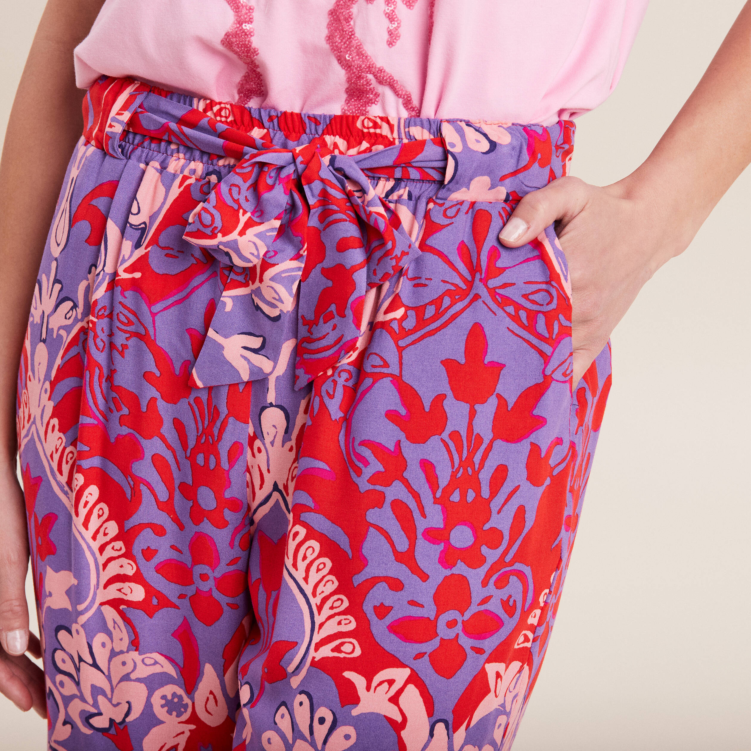 Pantalon flou rouge femme