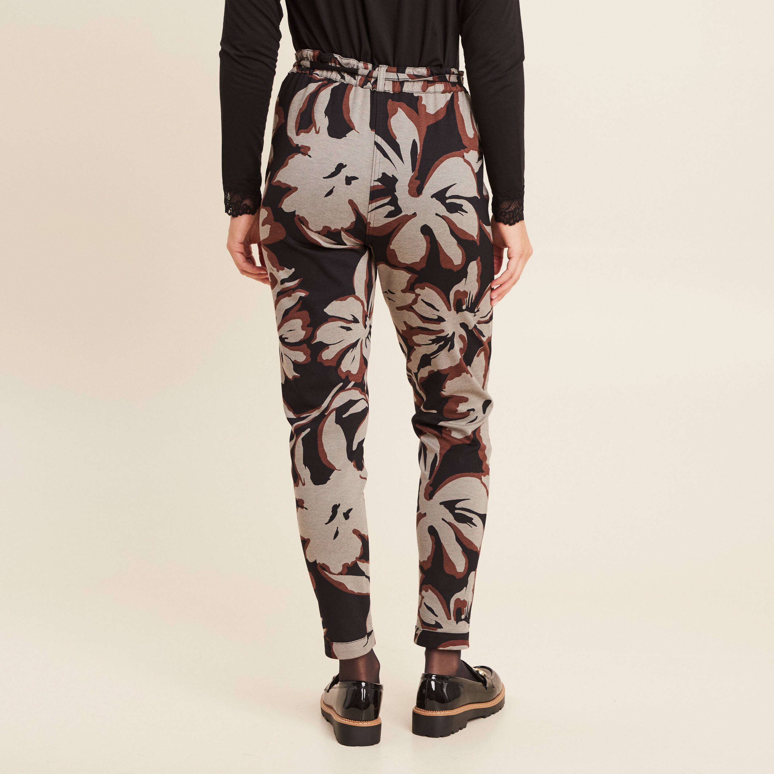 Pantalon jogging réversible marron clair femme
