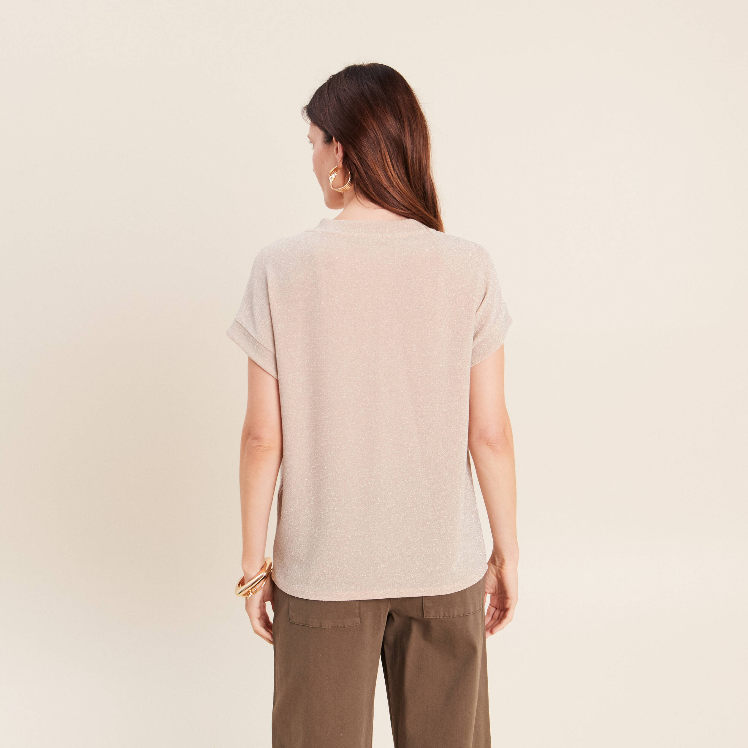 T-shirt manches courtes couleur or femme