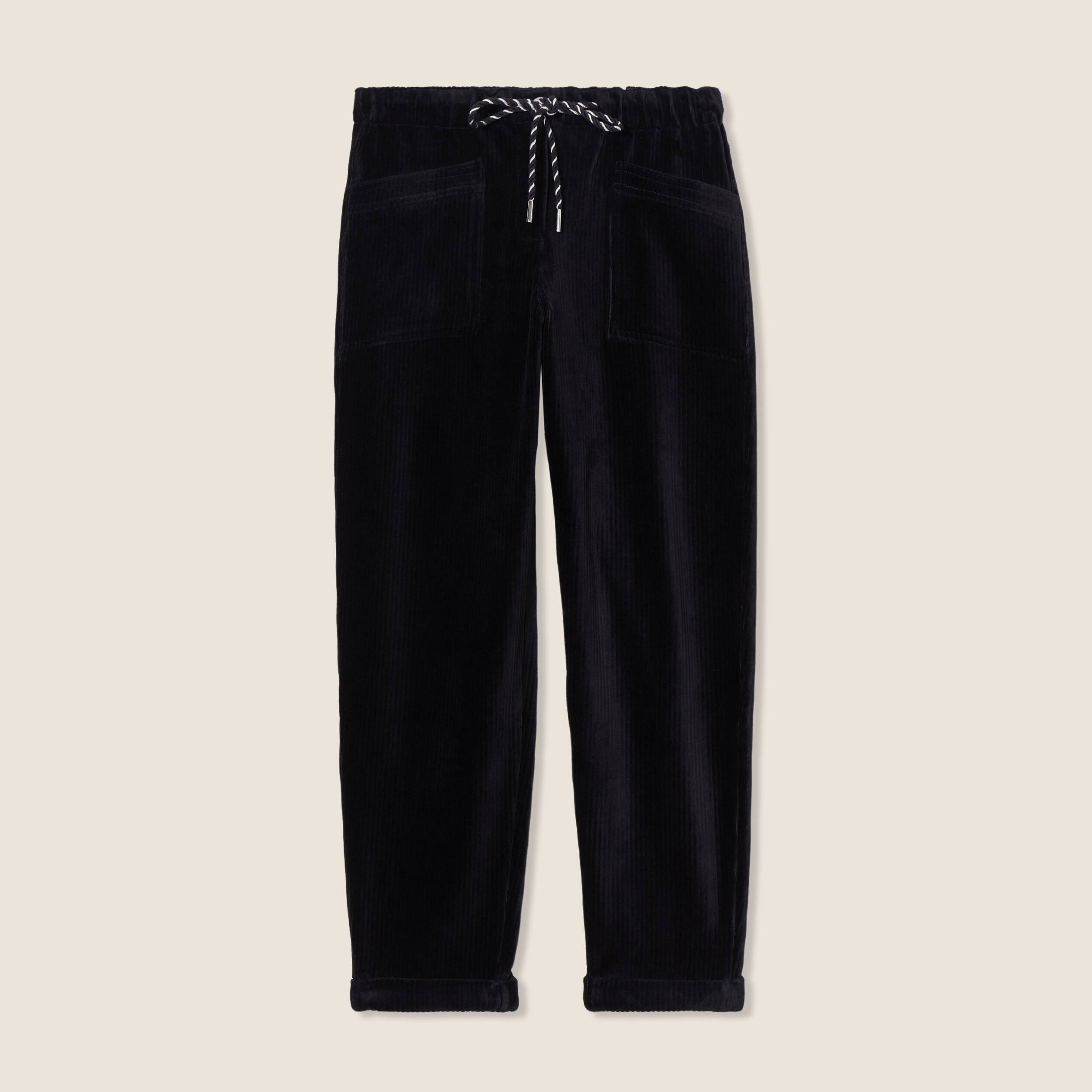 Pantalon coupe mom en velours noir femme