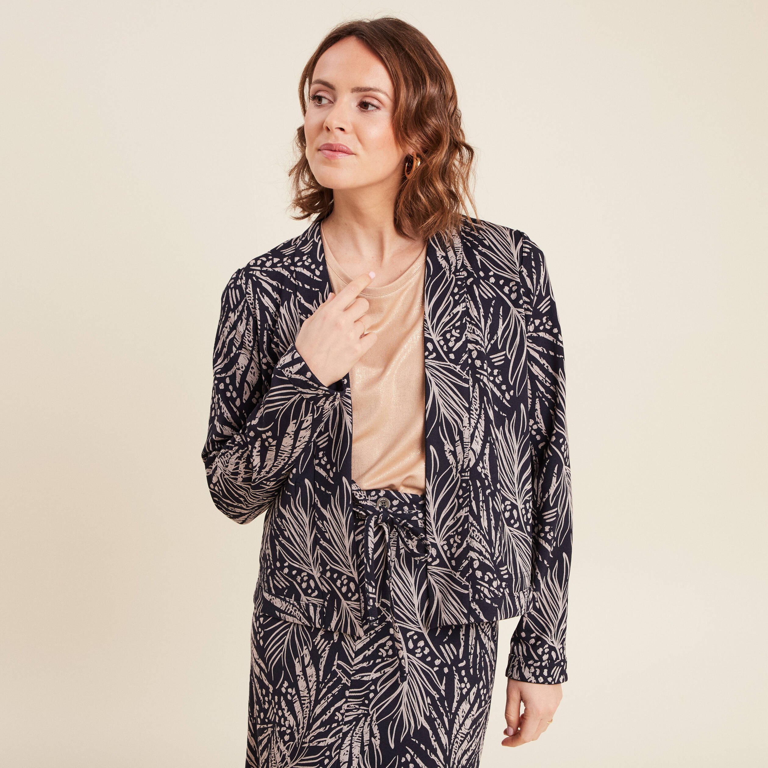 veste droite reversible bleu fonce femme Veste droite réversible bleu foncé femme