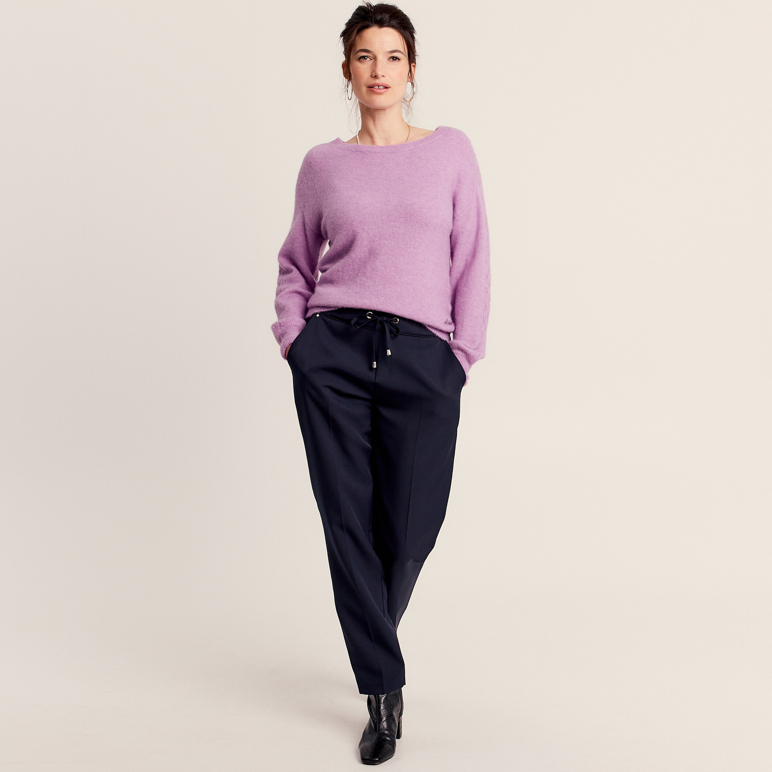 Pull manches longues violet femme