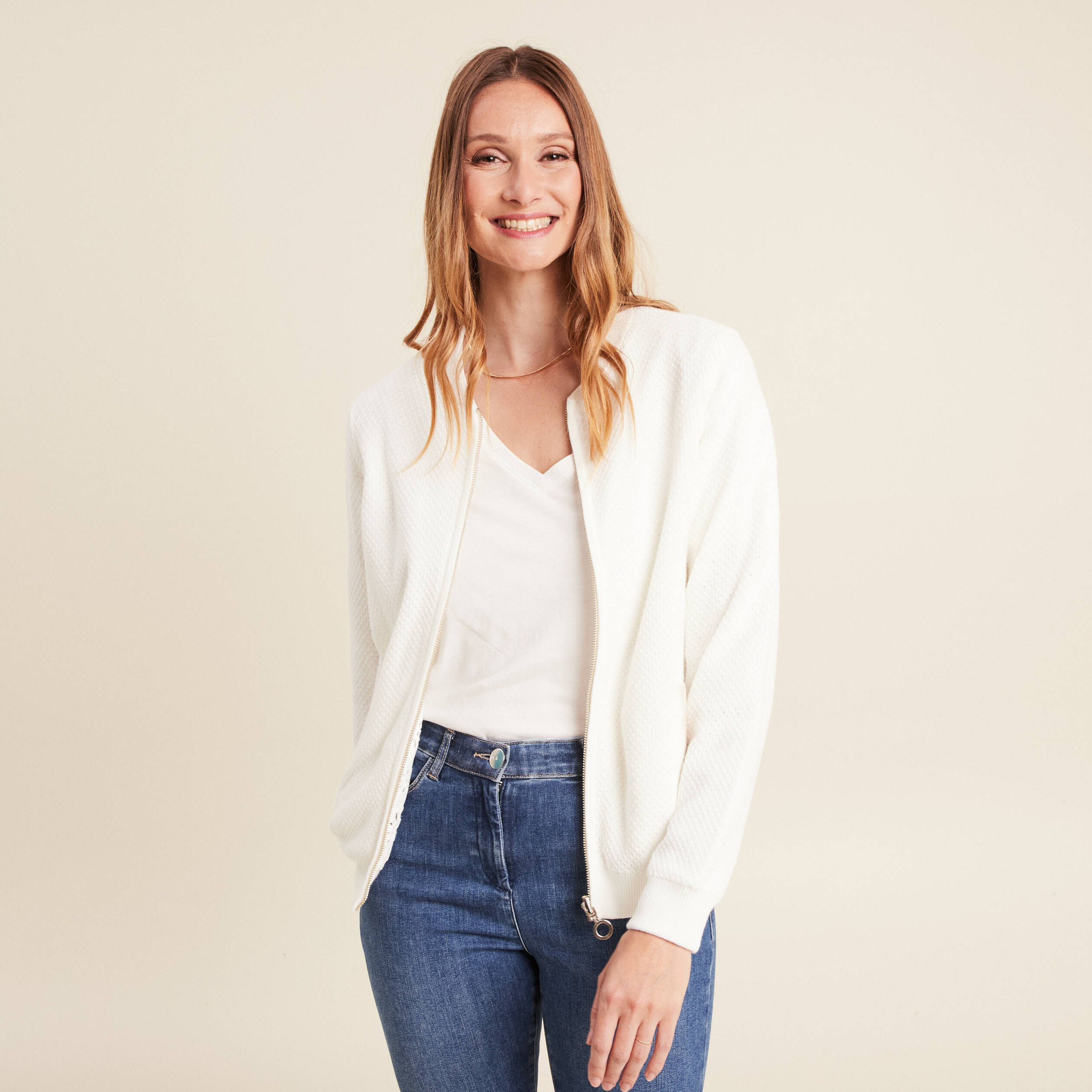 veste reversible brodee ecru femme Veste réversible brodée ecru femme
