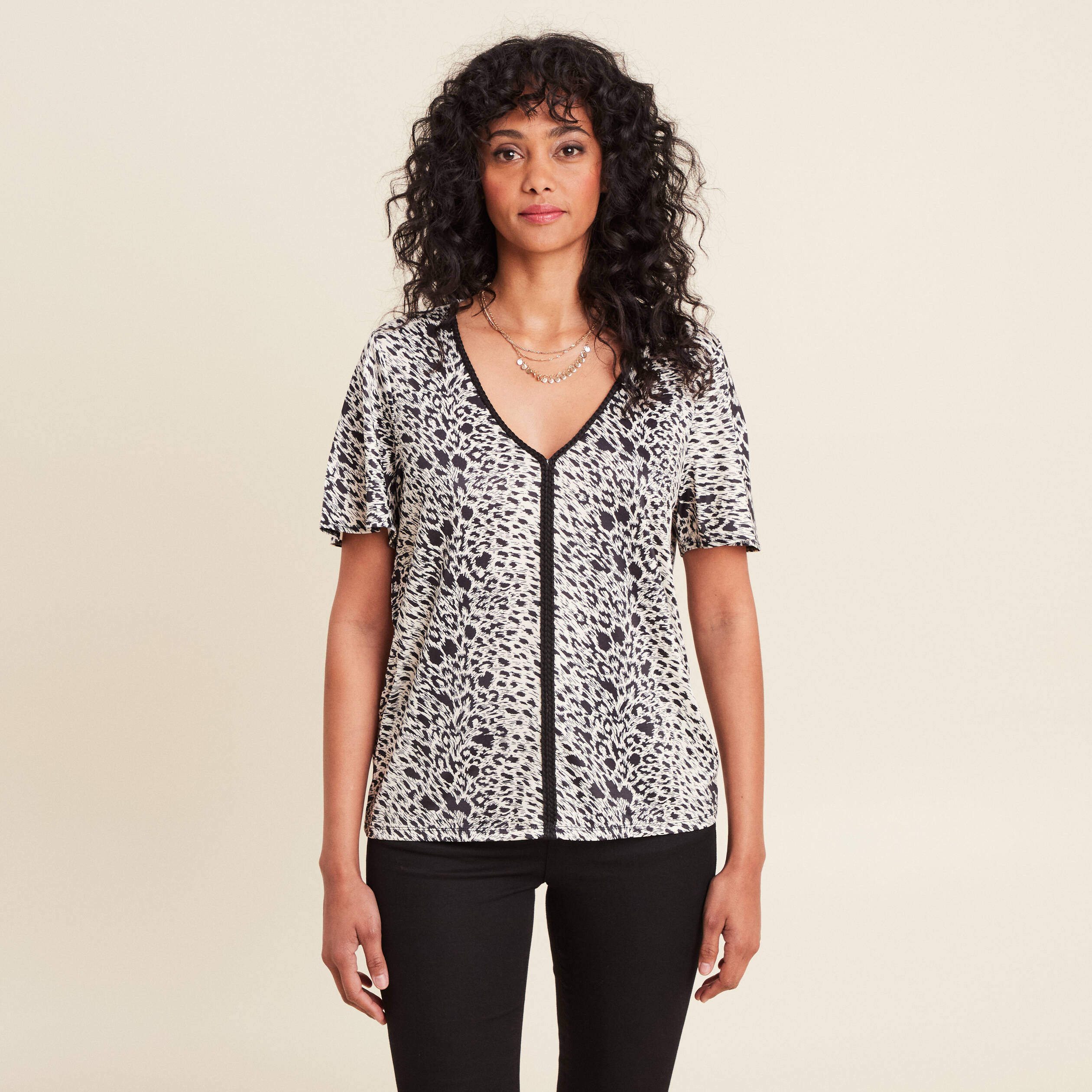 t shirt manches courtes ivoire femme T-shirt manches courtes ivoire femme