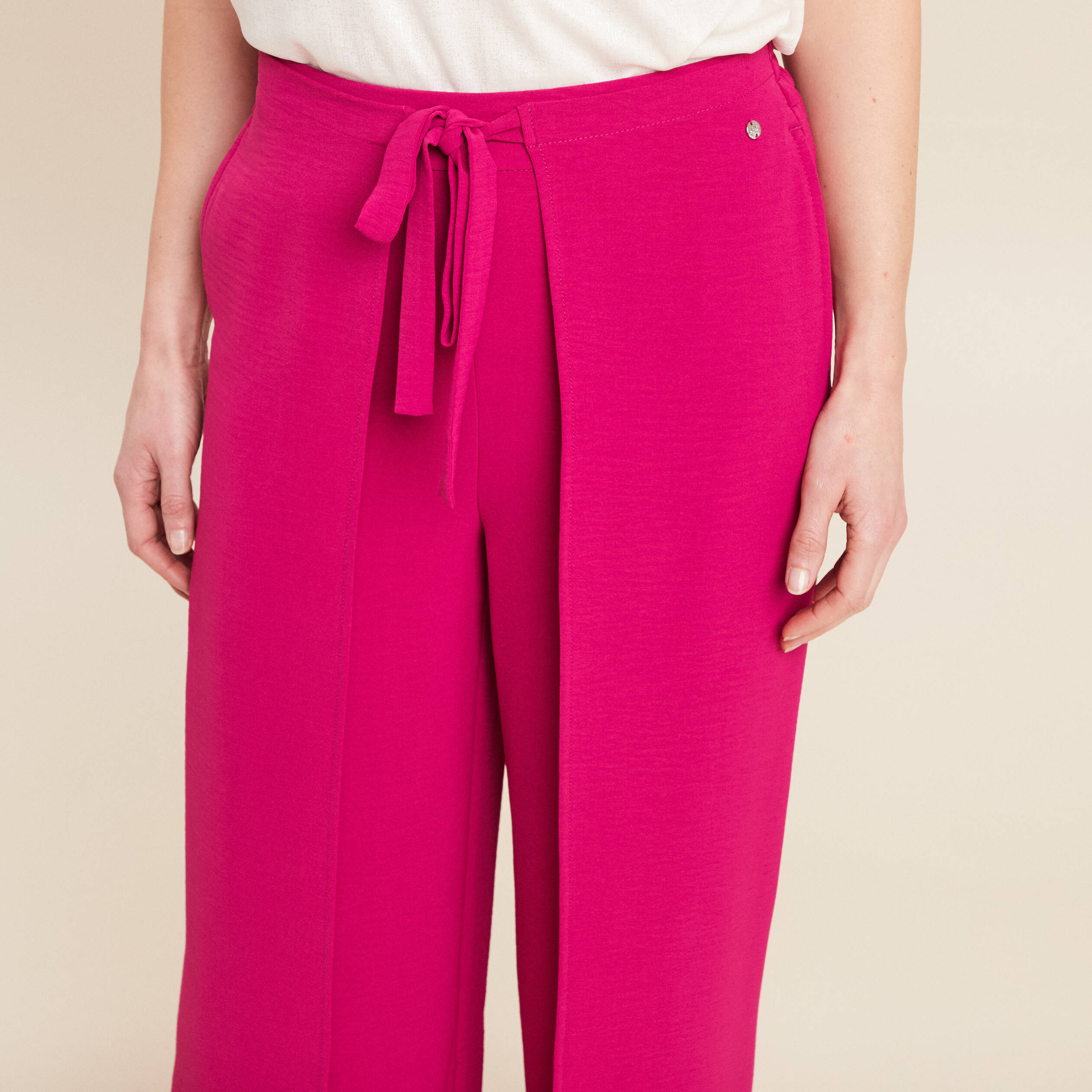 Pantalon coupe large portefeuille rose fushia femme