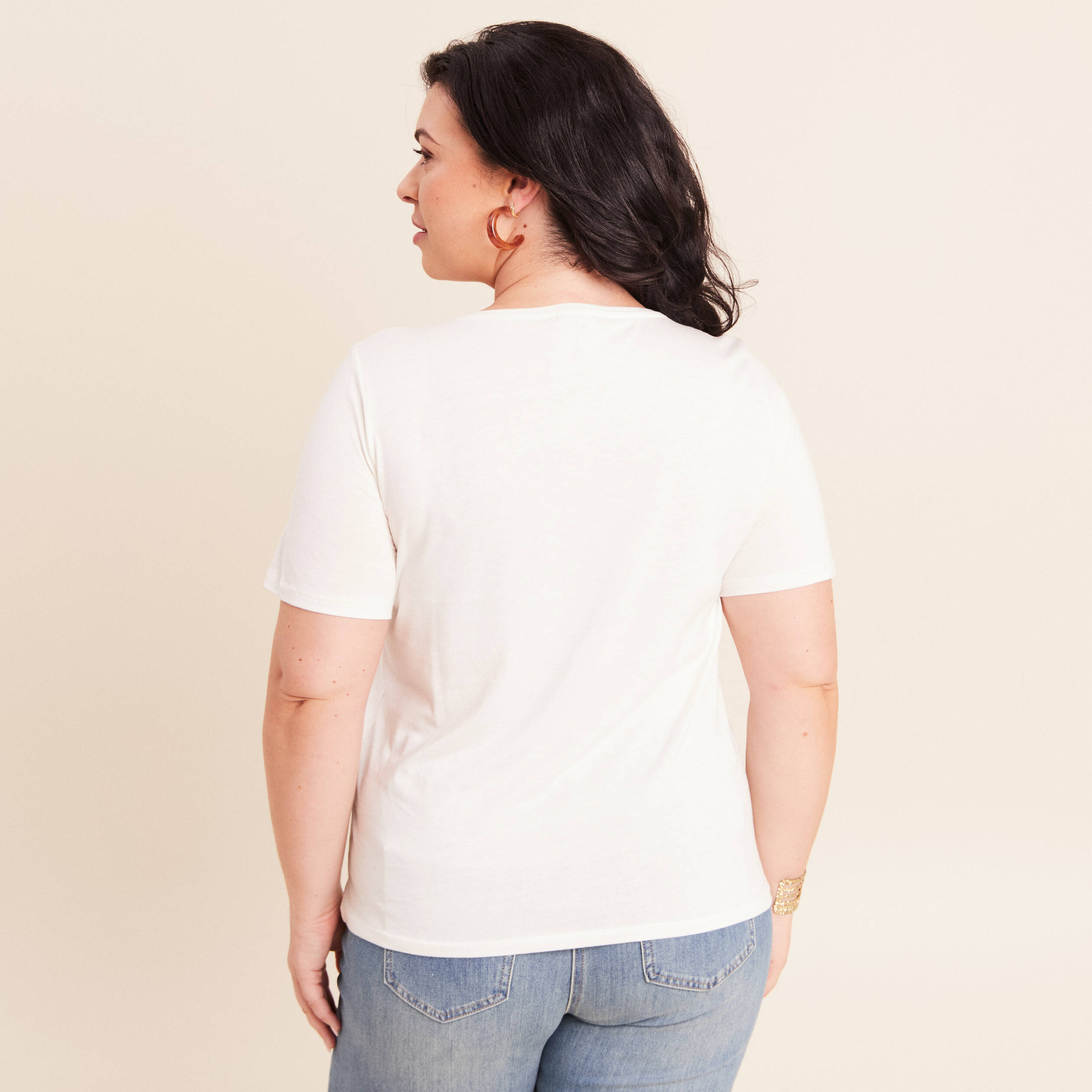T-shirt manches courtes ecru femme
