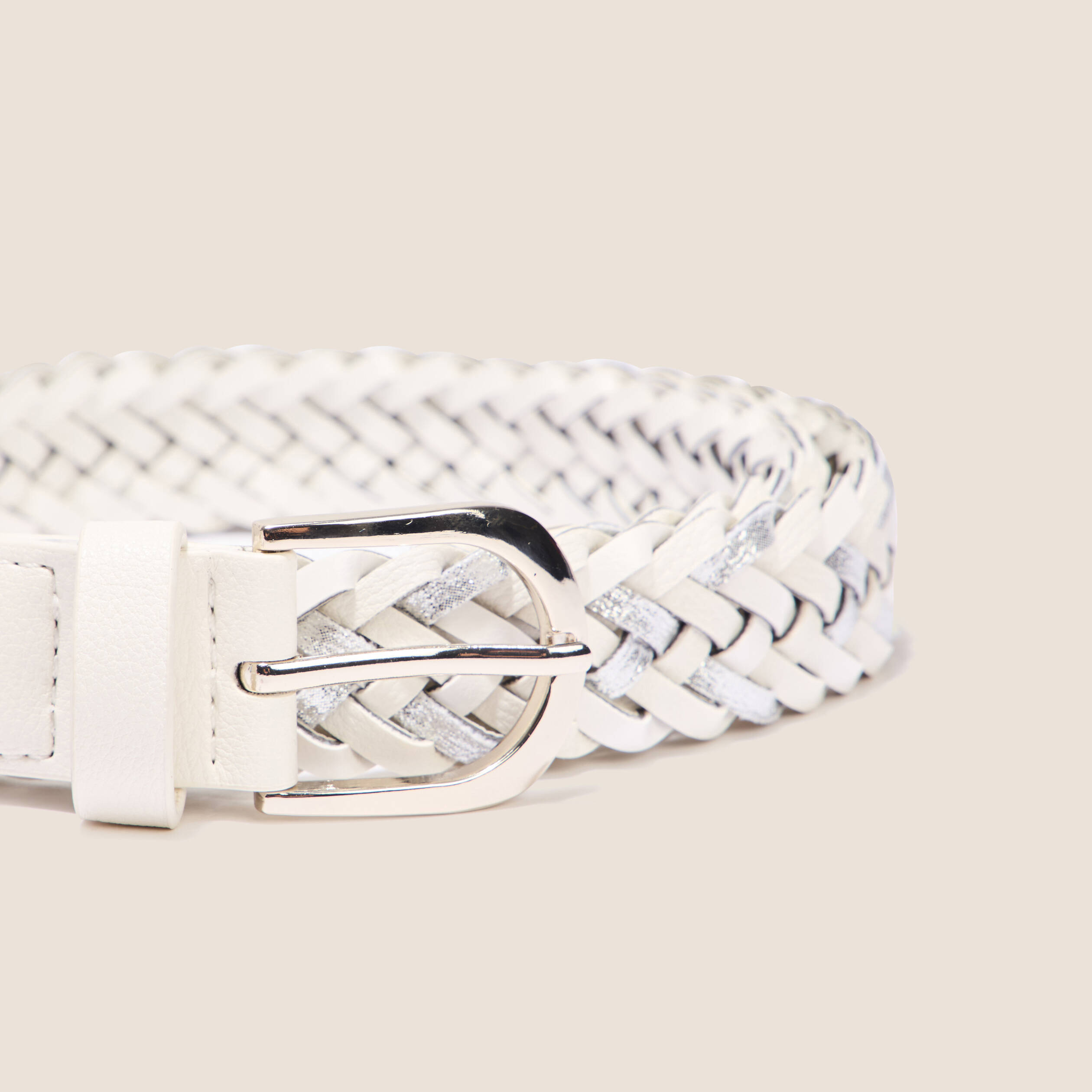 ceinture tressee irisee ecru femme Ceinture tressée irisée ecru femme