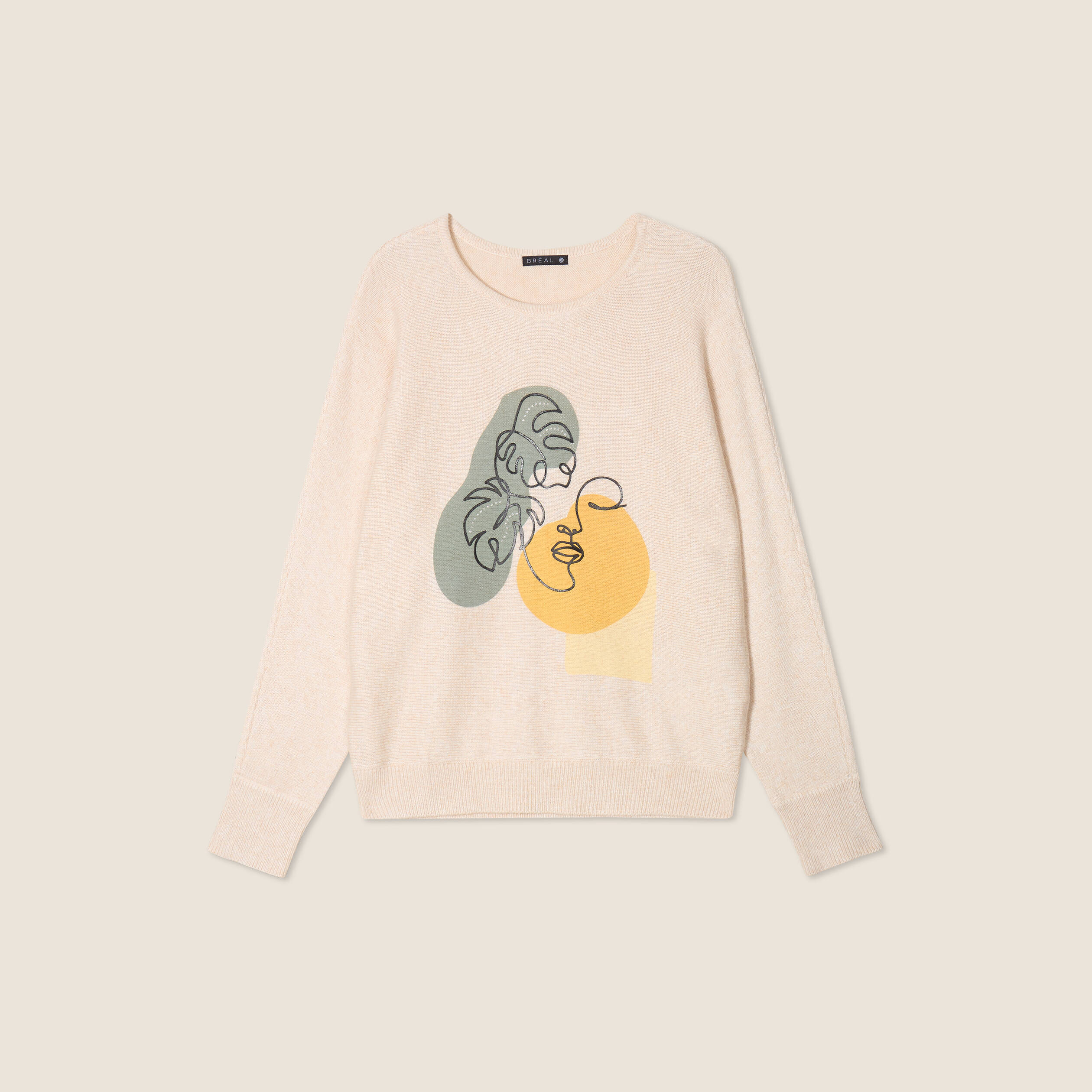 Pull manches longues creme femme