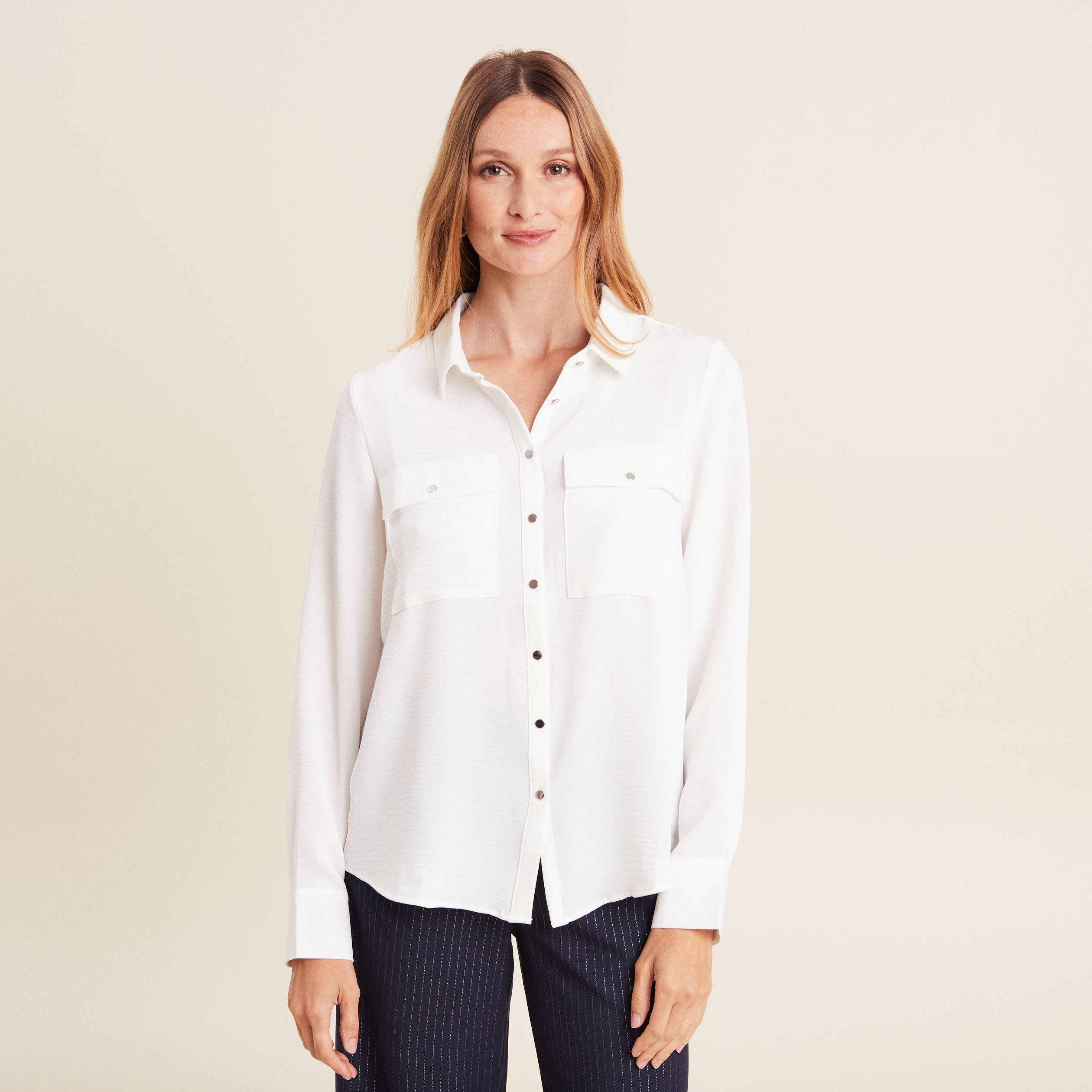 chemise manches longues ecru femme Chemise manches longues ecru femme