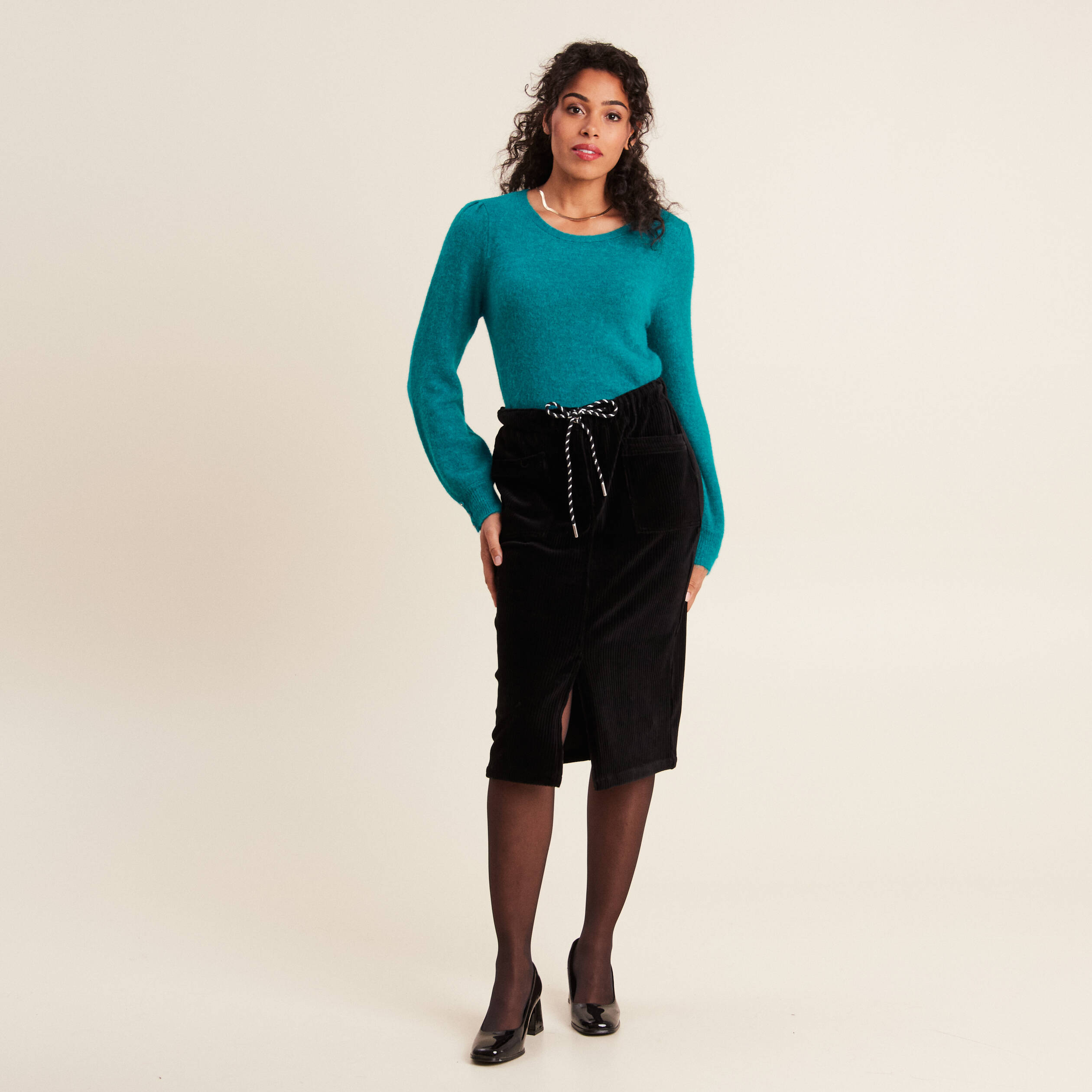 Pull manches longues vert canard femme Breal