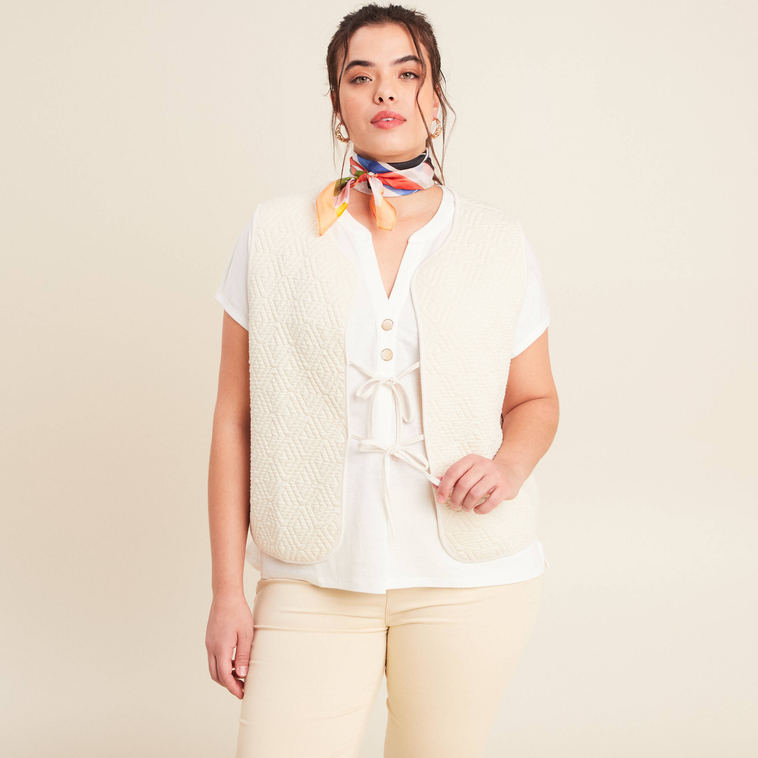T-shirt manches courtes ecru femme