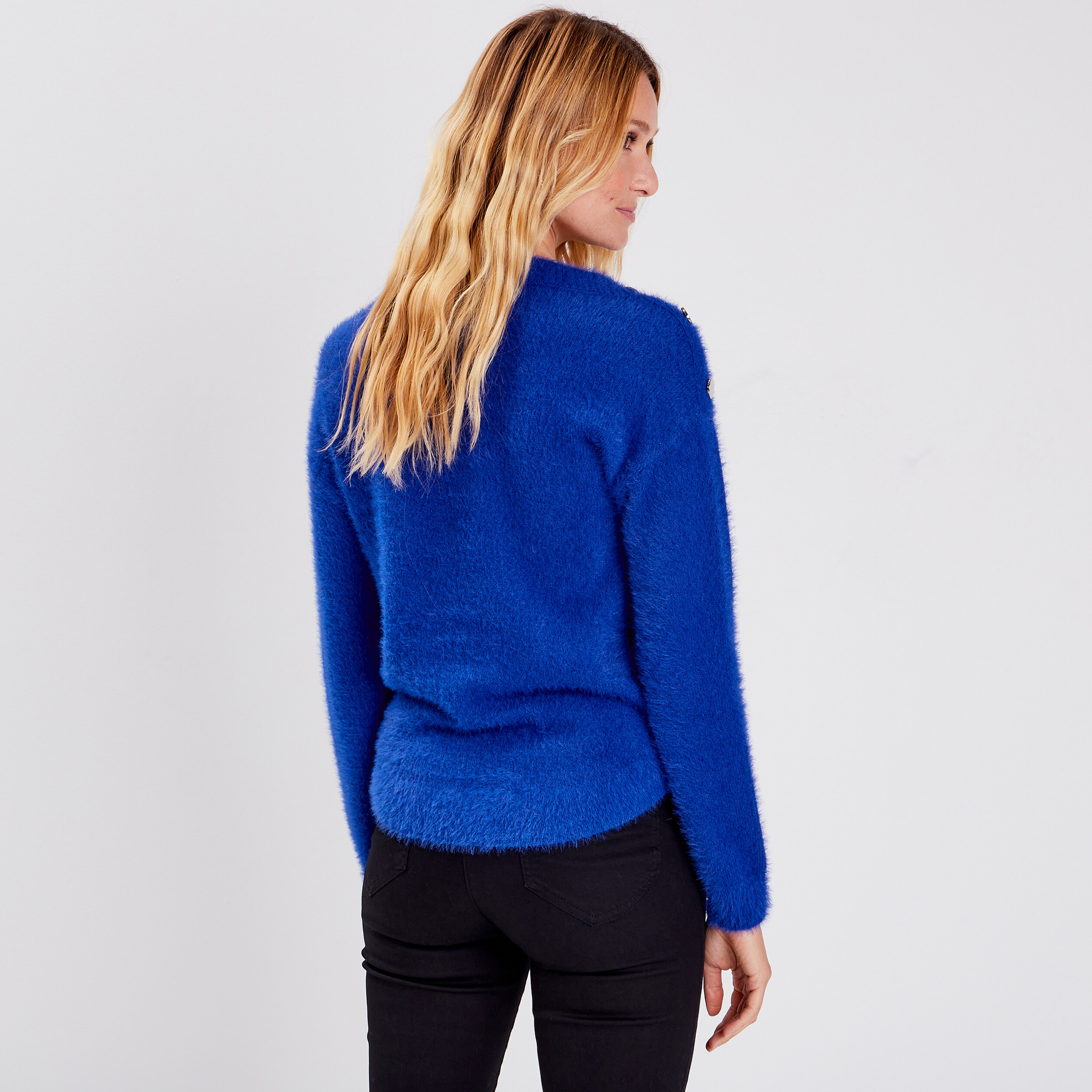 Pull manches longues bleu foncé femme