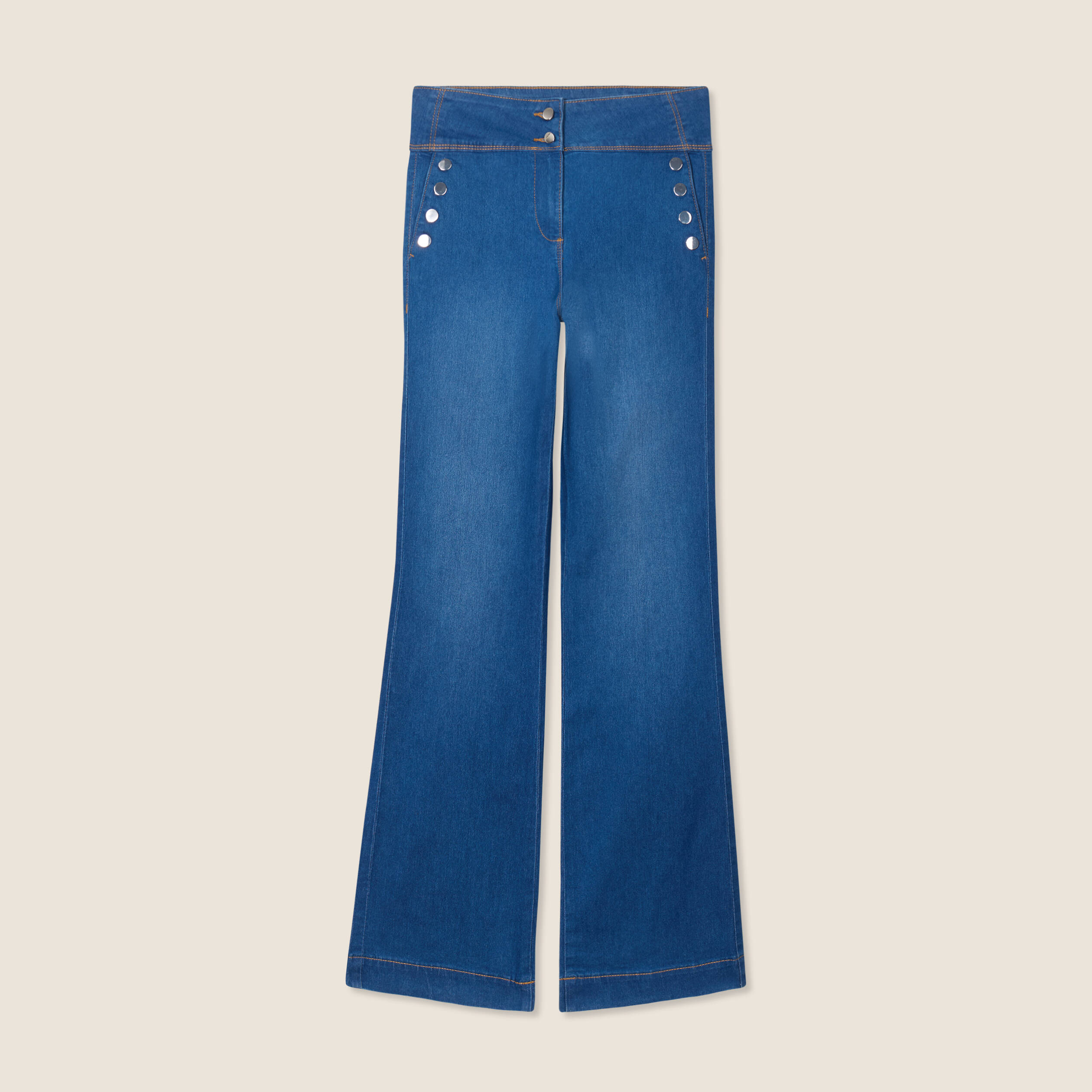 Jean bootcut taille haute denim stone femme