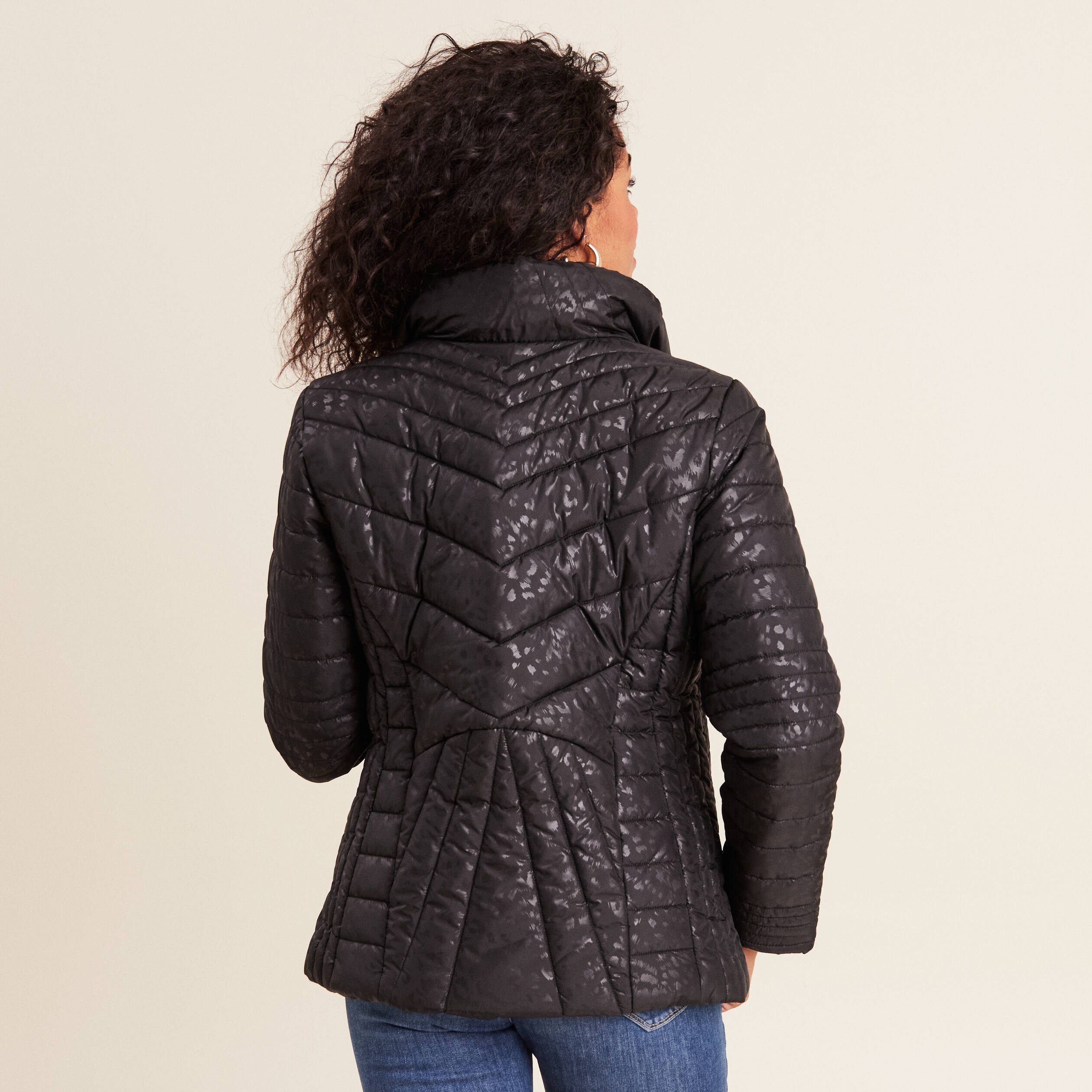 Doudoune droite à capuche déperlante noir femme