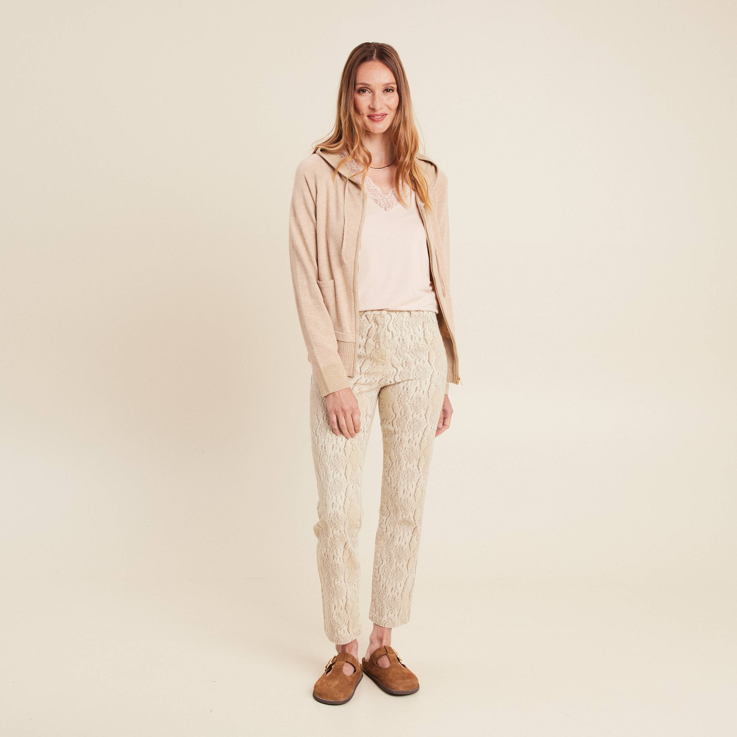 T-shirt thermo-douceur manches longues beige femme