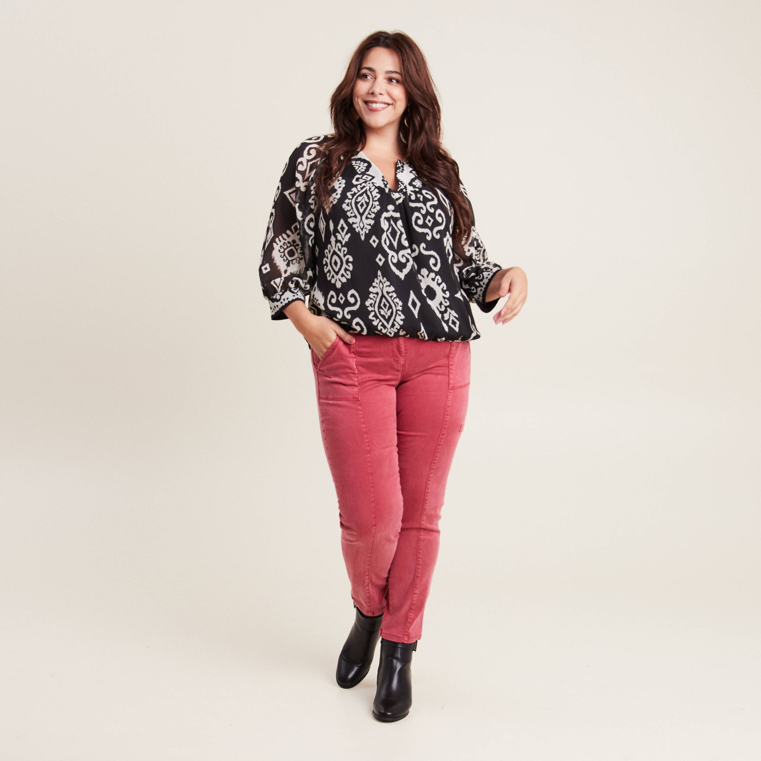Pantalon ajuste rouge fonce femme Breal