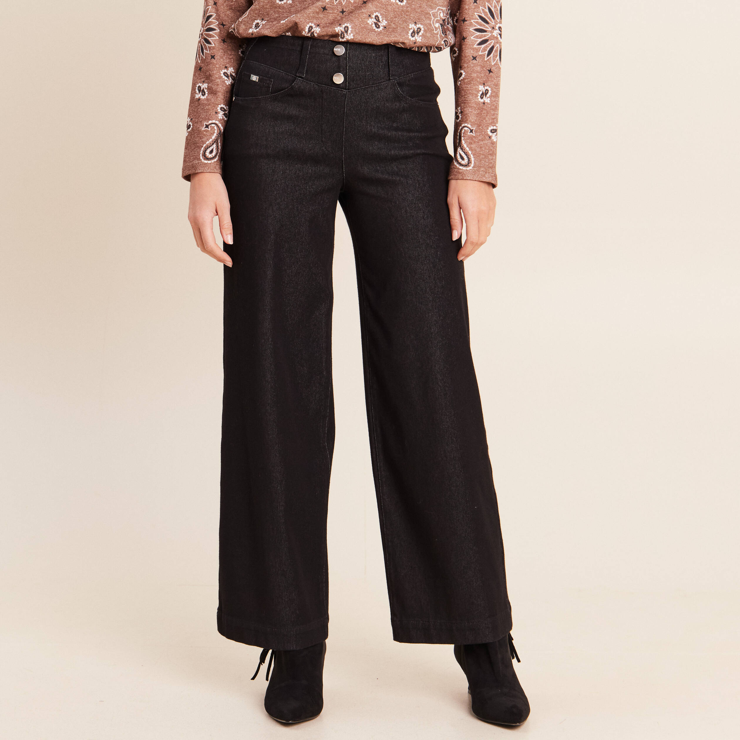 Pantalon Magique L'Enfilable denim noir femme