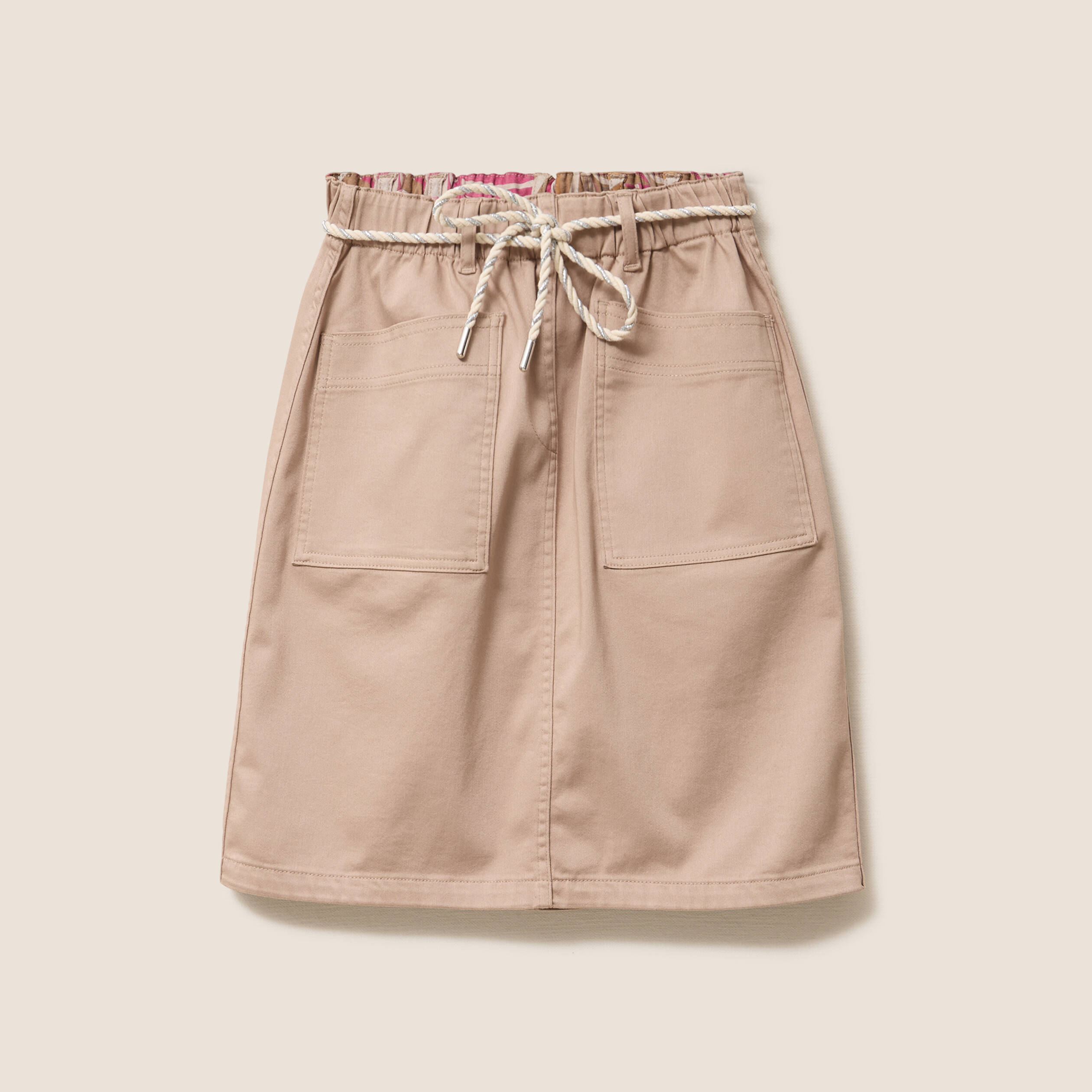 Jupe droite r&eacute;versible marron femme