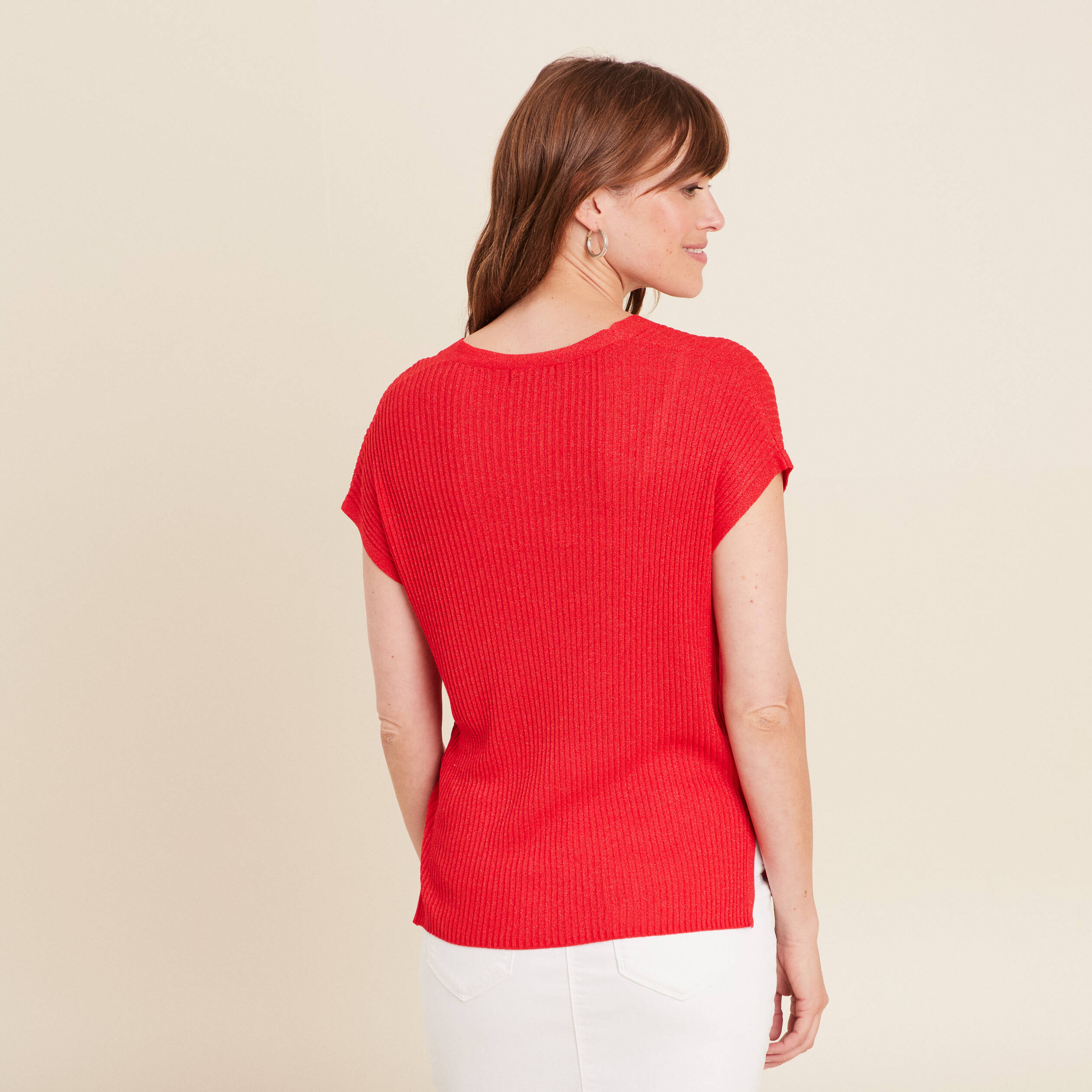 pull a manches courtes rouge femme Pull à manches courtes rouge femme