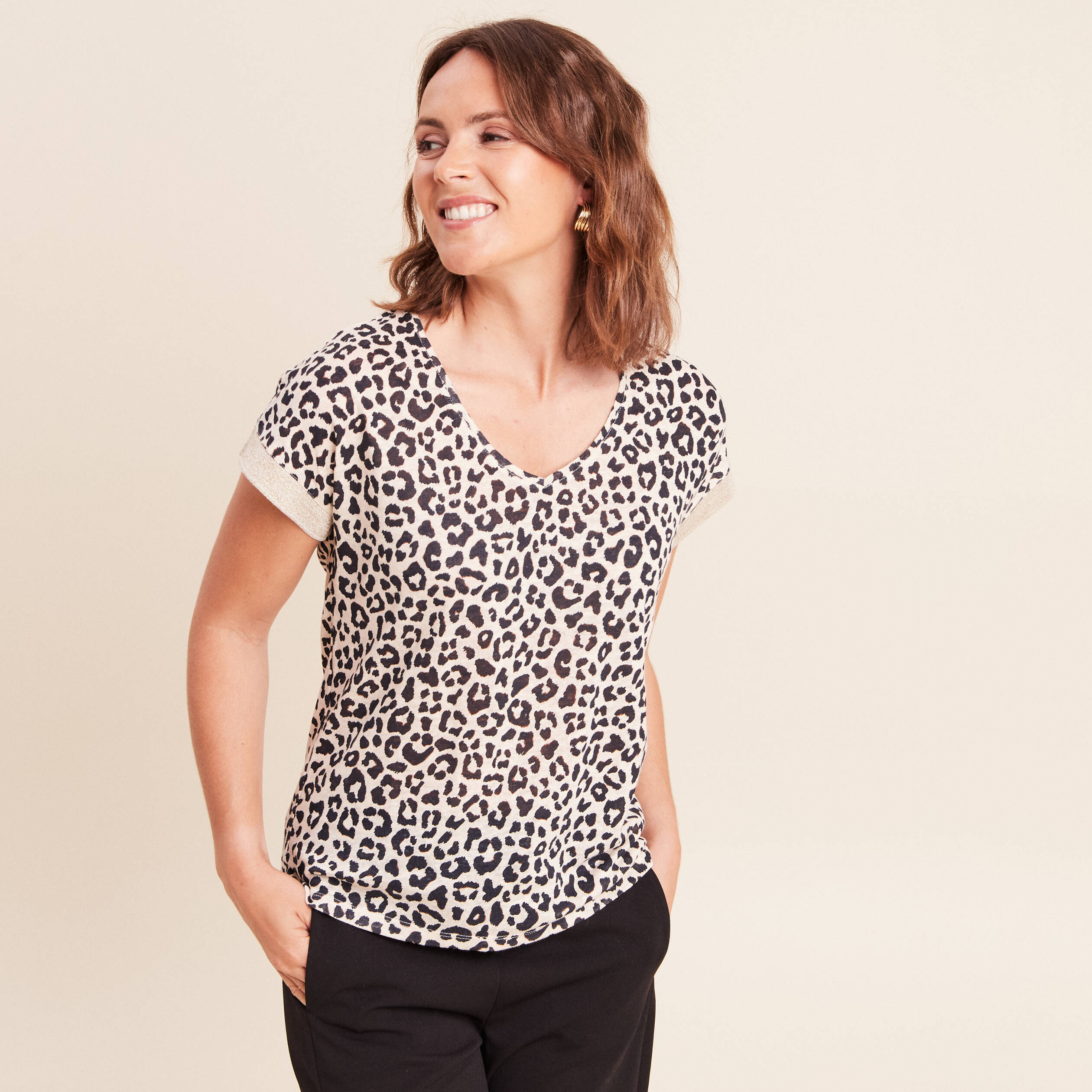 T-shirt manches courtes sable femme
