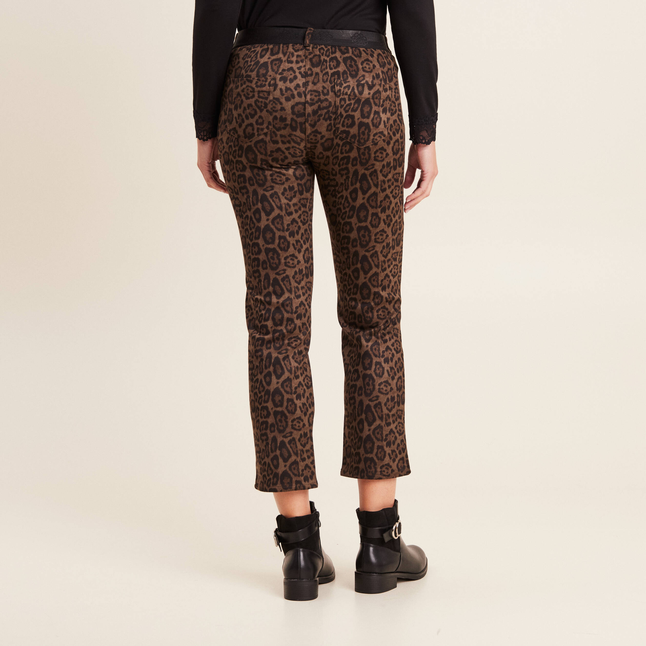 Pantalon droit suédine taupe femme