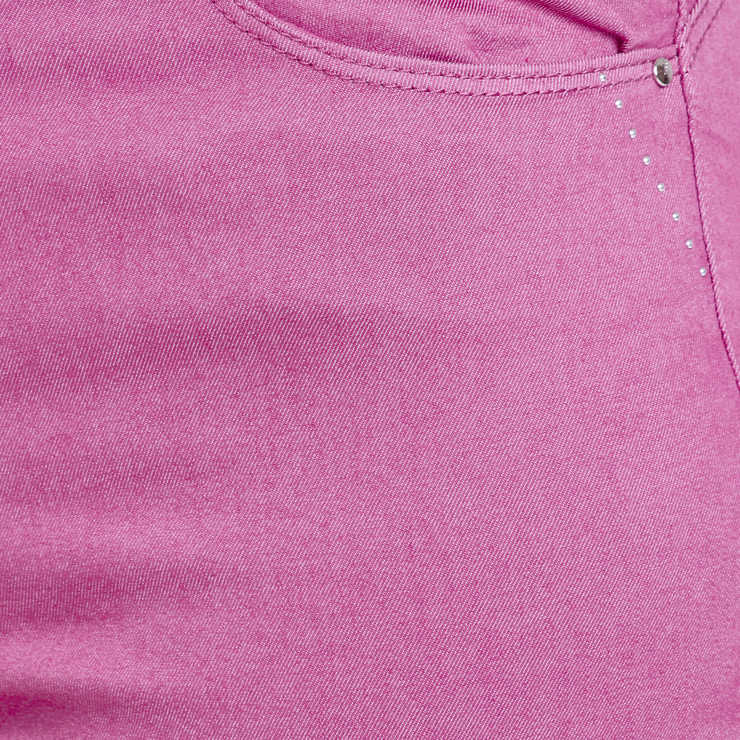 Pantacourt droit taille haute violet femme