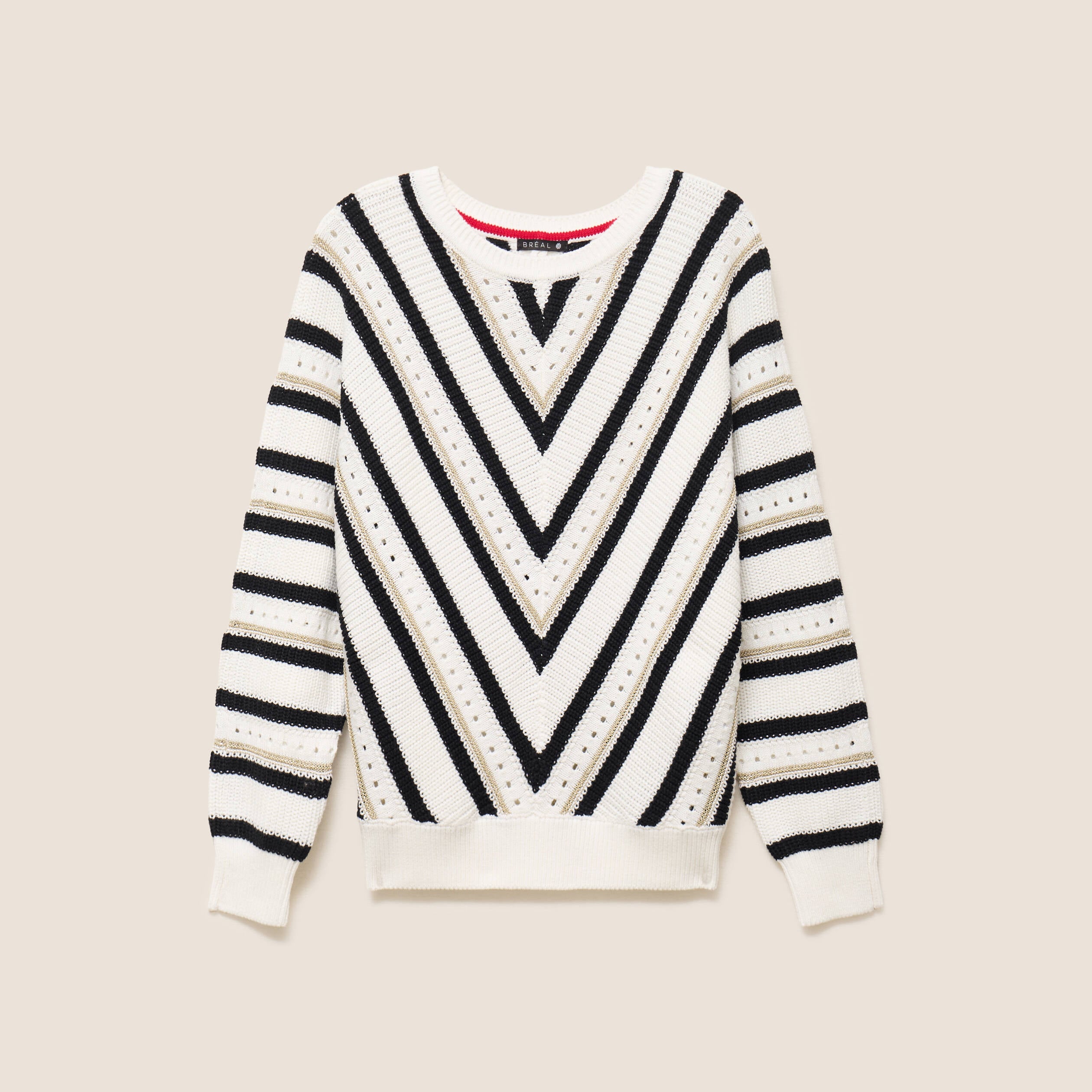 Pull col rond manches longues noir femme