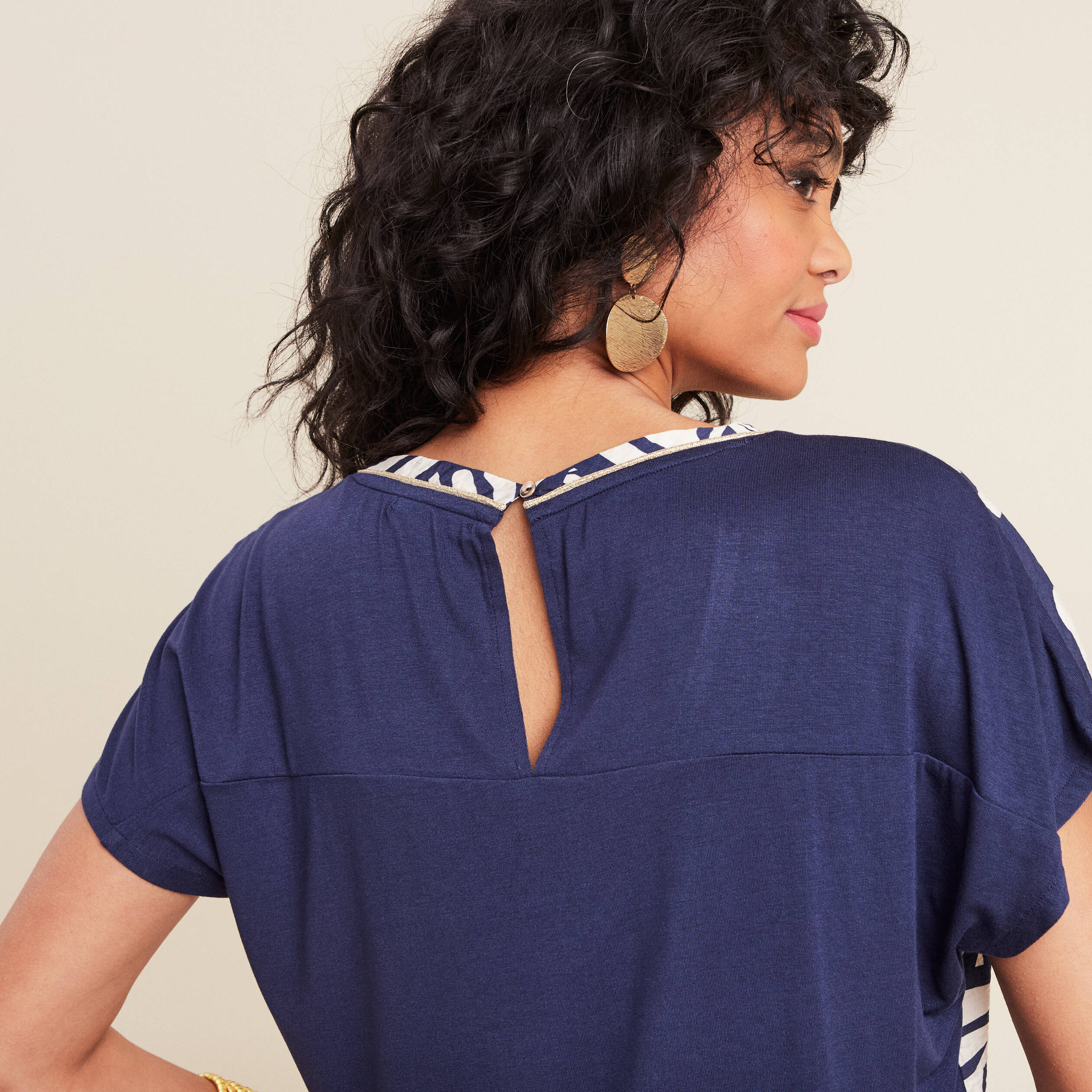 T-shirt manches courtes bleu femme