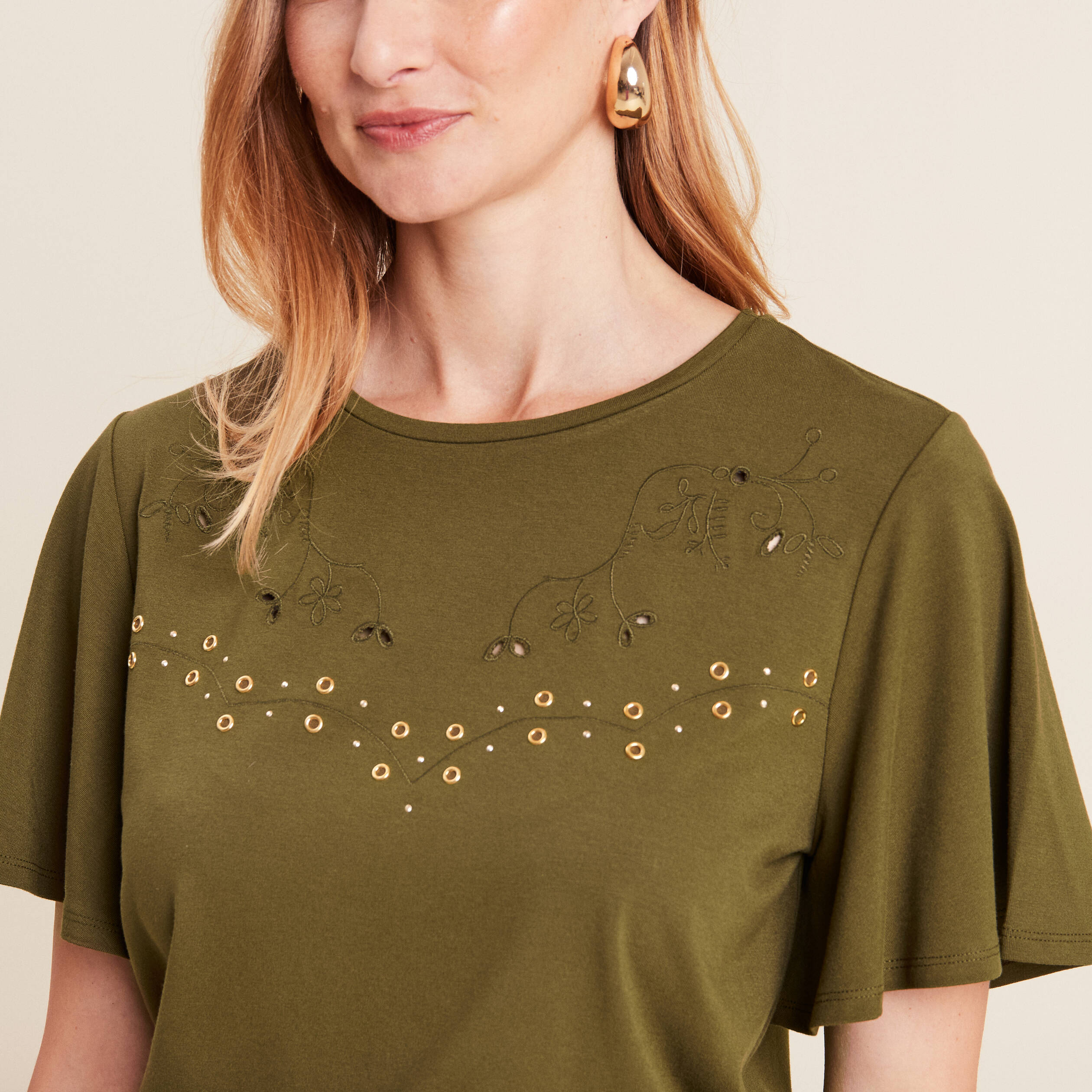 t shirt manches courtes vert olive femme T-shirt manches courtes vert olive femme