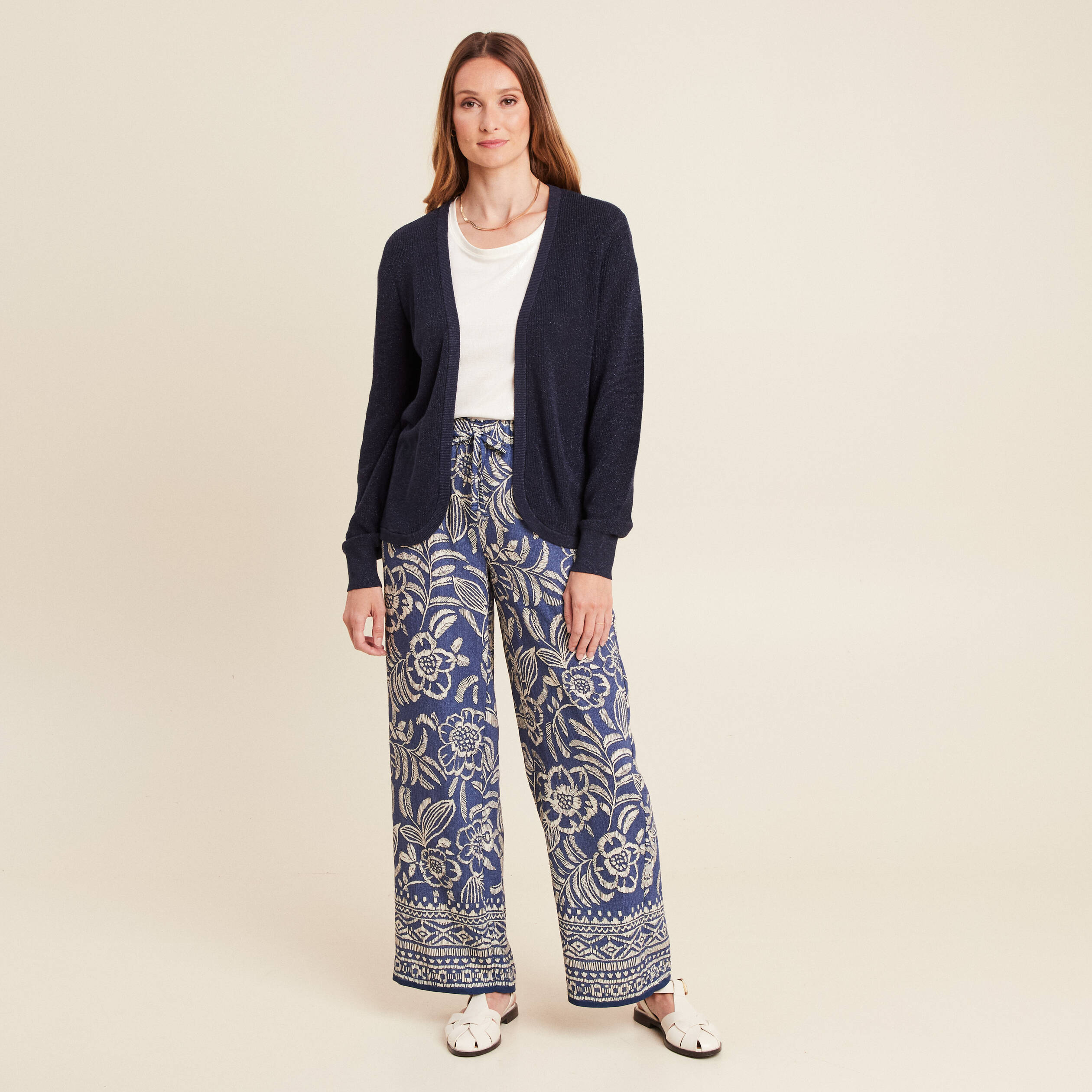 pantalon large taille haute bleu femme Pantalon large taille haute bleu femme